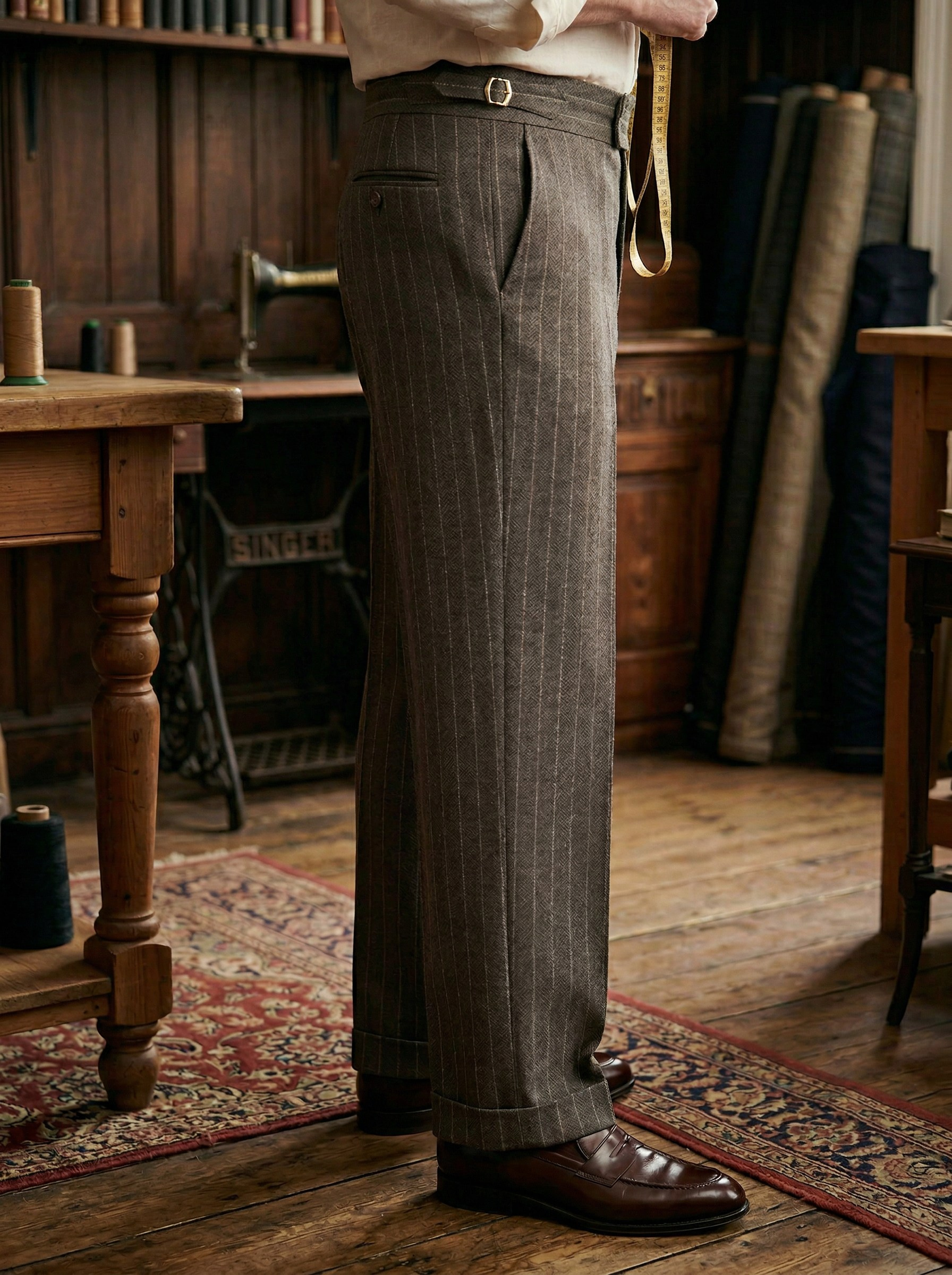 Генерация карточки товара для черных брюк на интерьерной локации