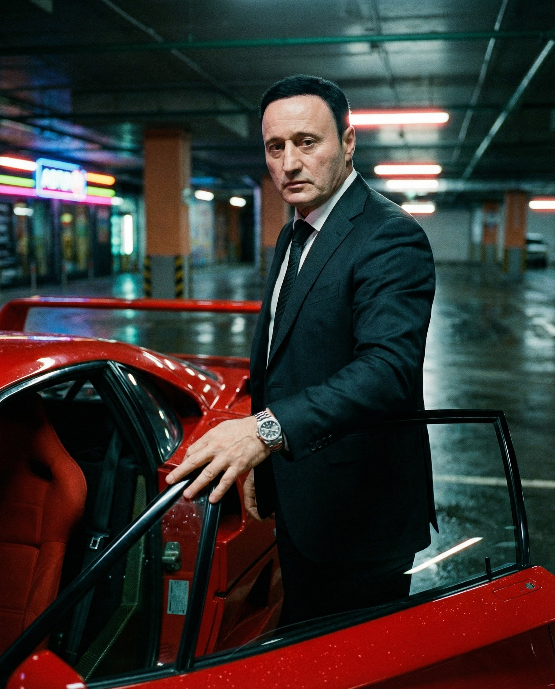 ИИ изображение предпринимателя у премиального автомобиля — имиджевый контент для личного бренда и рекламных материалов