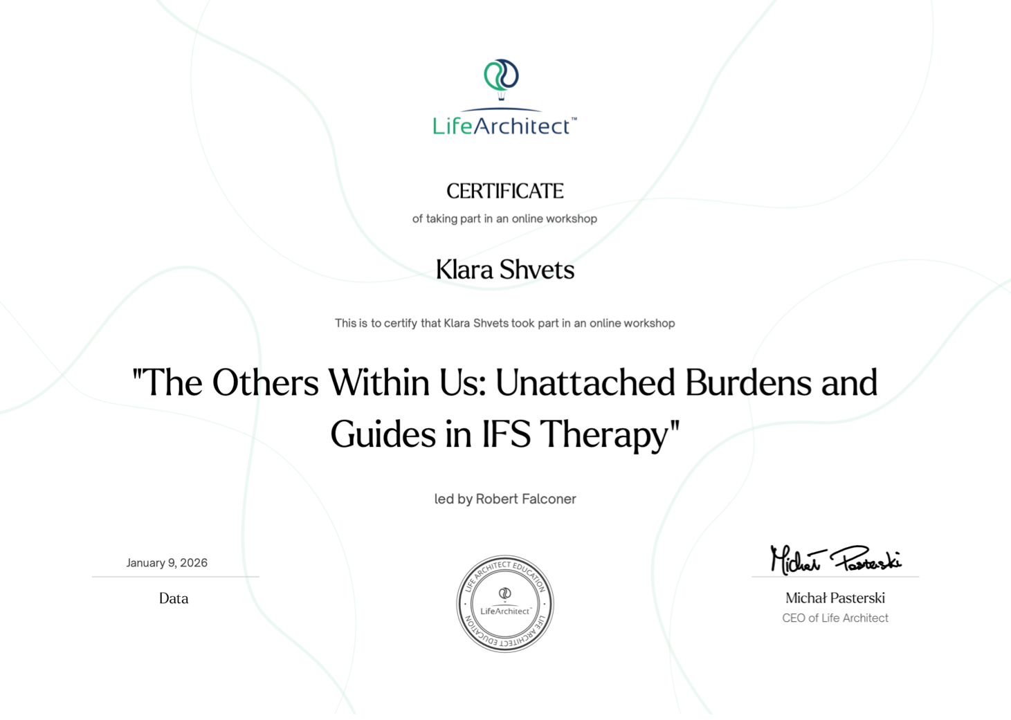 Клара Швец — сертифицированный IFS-терапевт, супервизор. Психотерапия, супервизия, обучение IFS