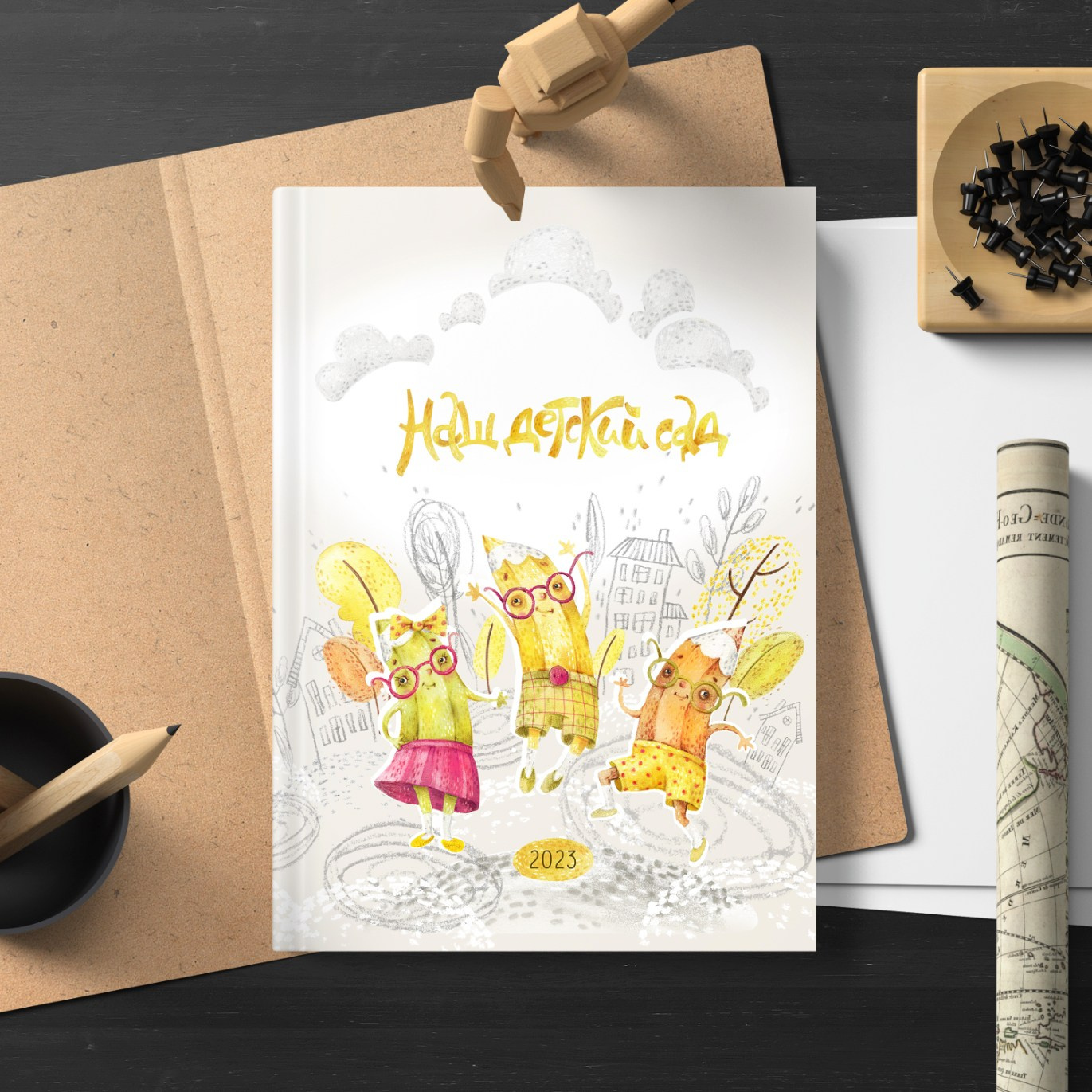 Дизайн выпускного альбома для Детского сада Карандаши