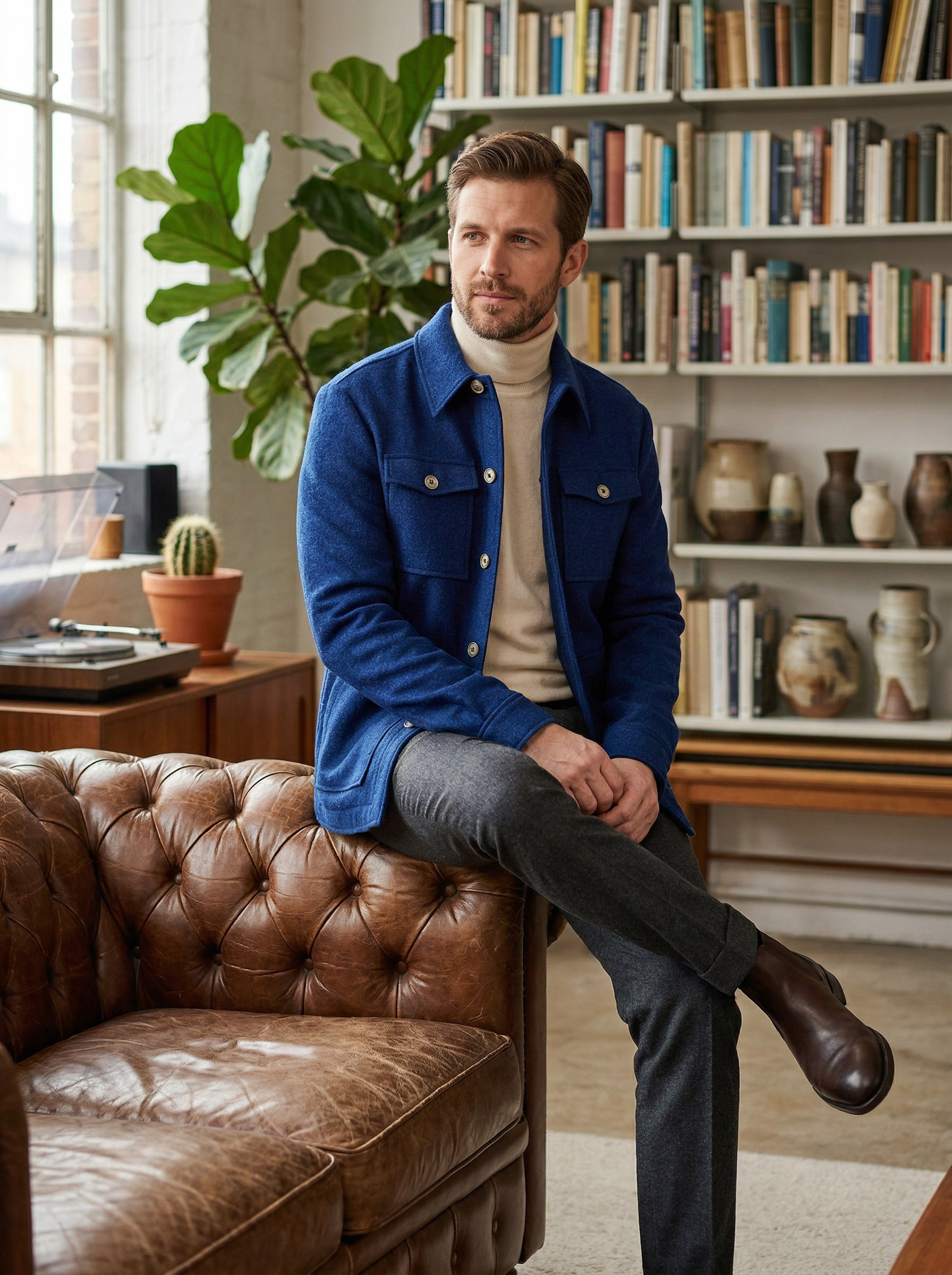 Генерация фото в интерьере для шерстяной рубашки-куртки