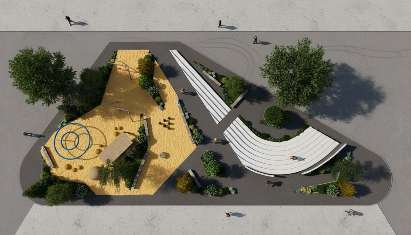 Парково-архитектурная композиция у памятника Анатолию Тарасову. Интерьеры и архитекура