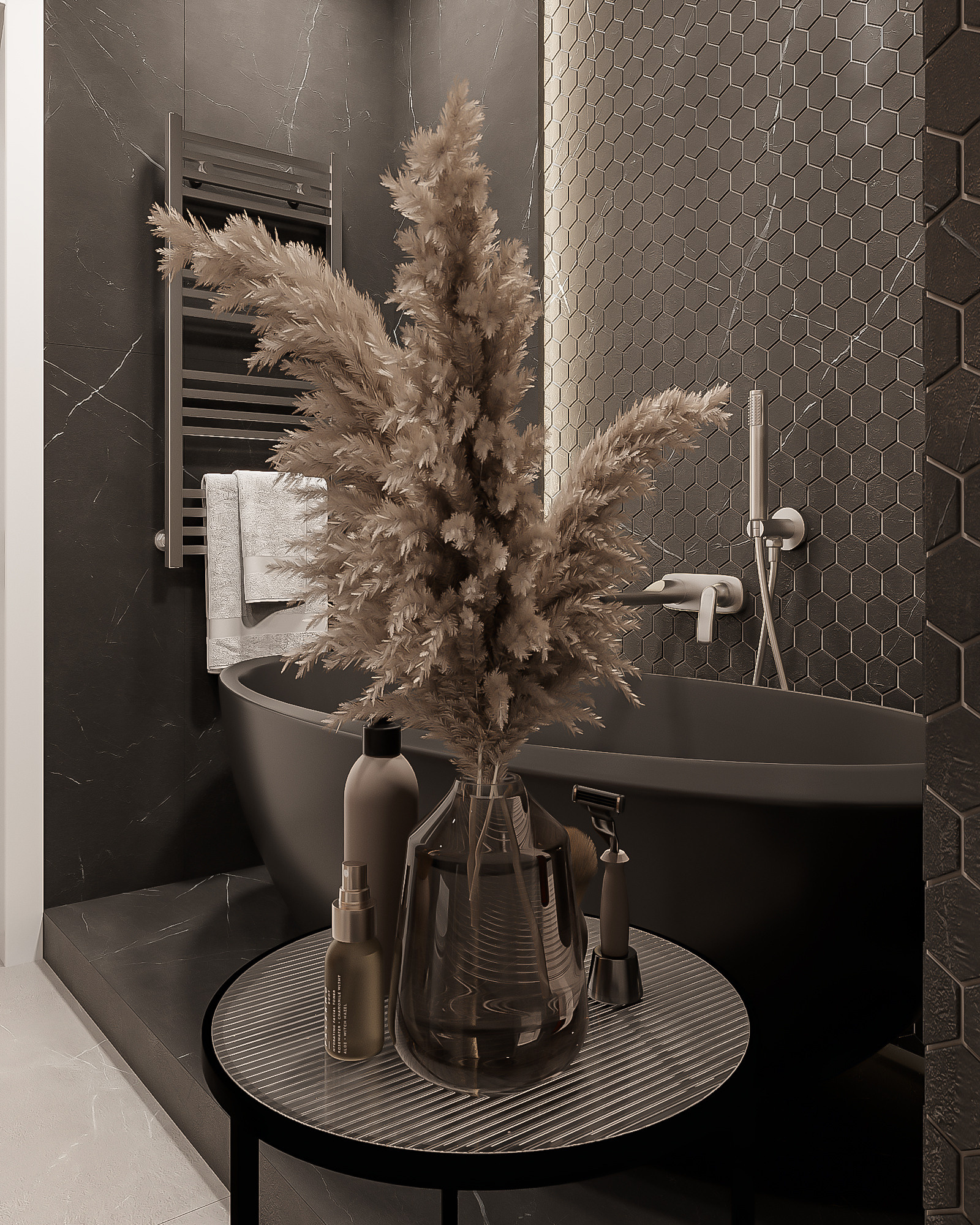 Казахстан / Ванная + СУ. 3D визуализация |Декорирование интерьера и комплектация дизайн-проекта