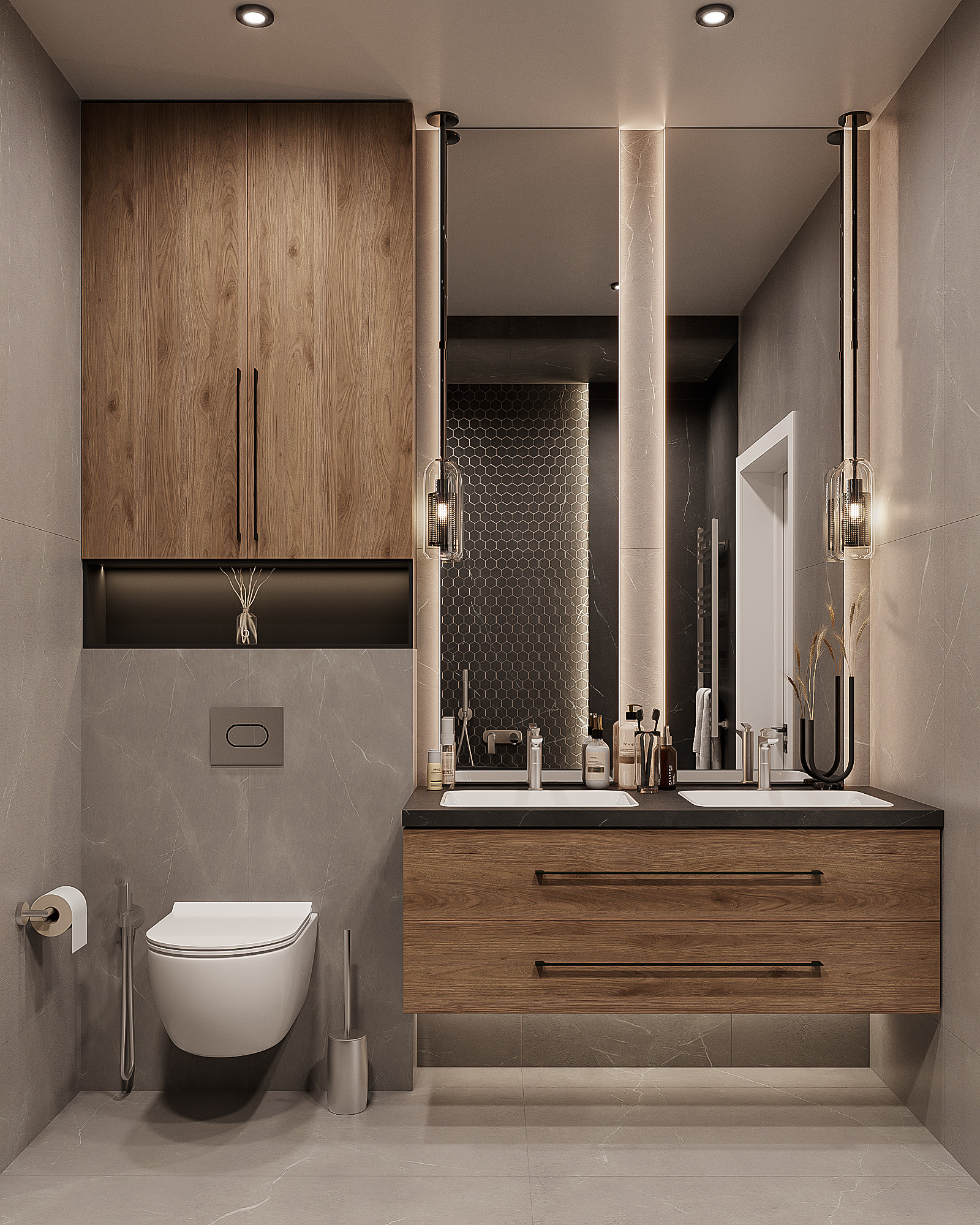 Казахстан / Ванная + СУ. 3D визуализация |Декорирование интерьера и комплектация дизайн-проекта