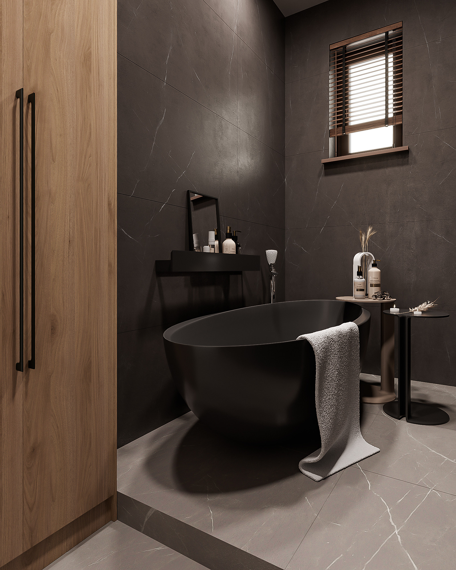 Казахстан / Ванная + СУ. 3D визуализация |Декорирование интерьера и комплектация дизайн-проекта