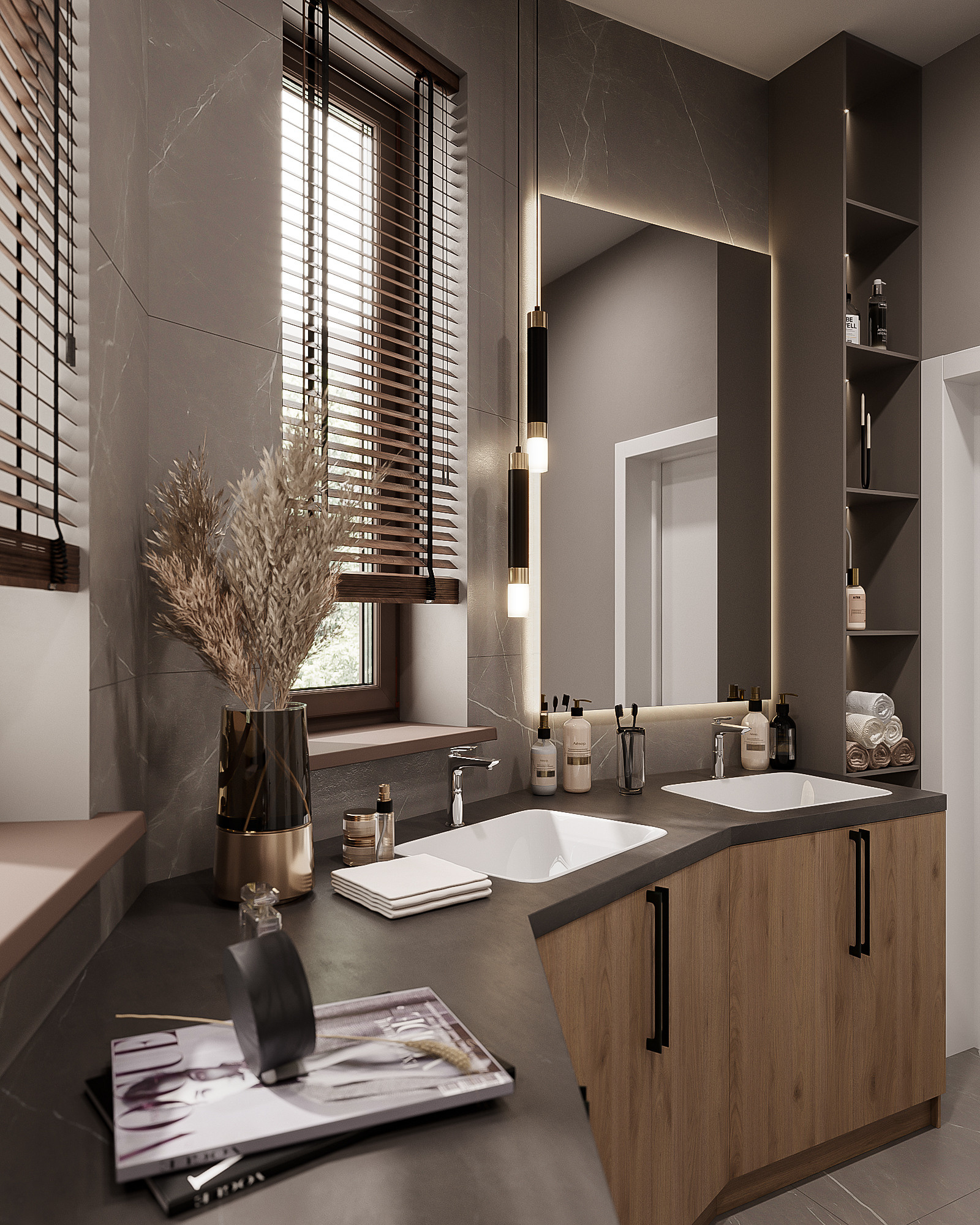 Казахстан / Ванная + СУ. 3D визуализация |Декорирование интерьера и комплектация дизайн-проекта