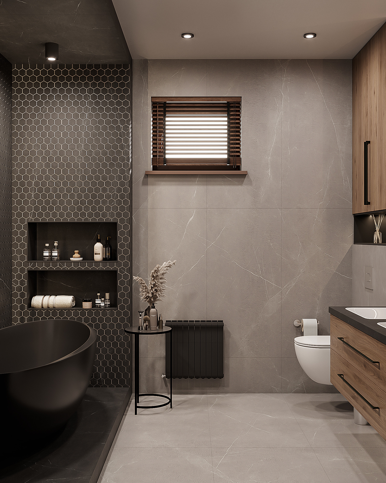 Казахстан / Ванная + СУ. 3D визуализация |Декорирование интерьера и комплектация дизайн-проекта