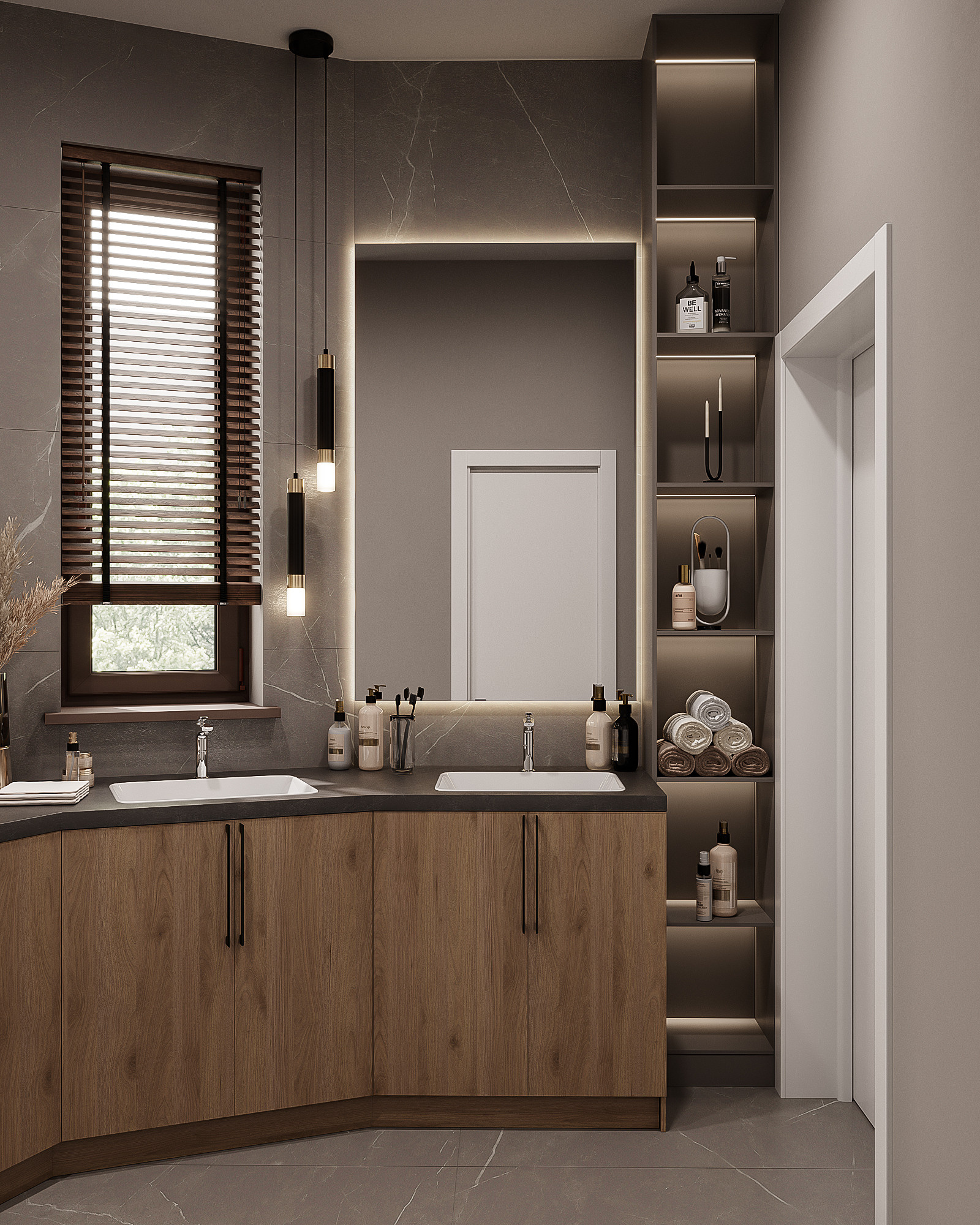 Казахстан / Ванная + СУ. 3D визуализация |Декорирование интерьера и комплектация дизайн-проекта