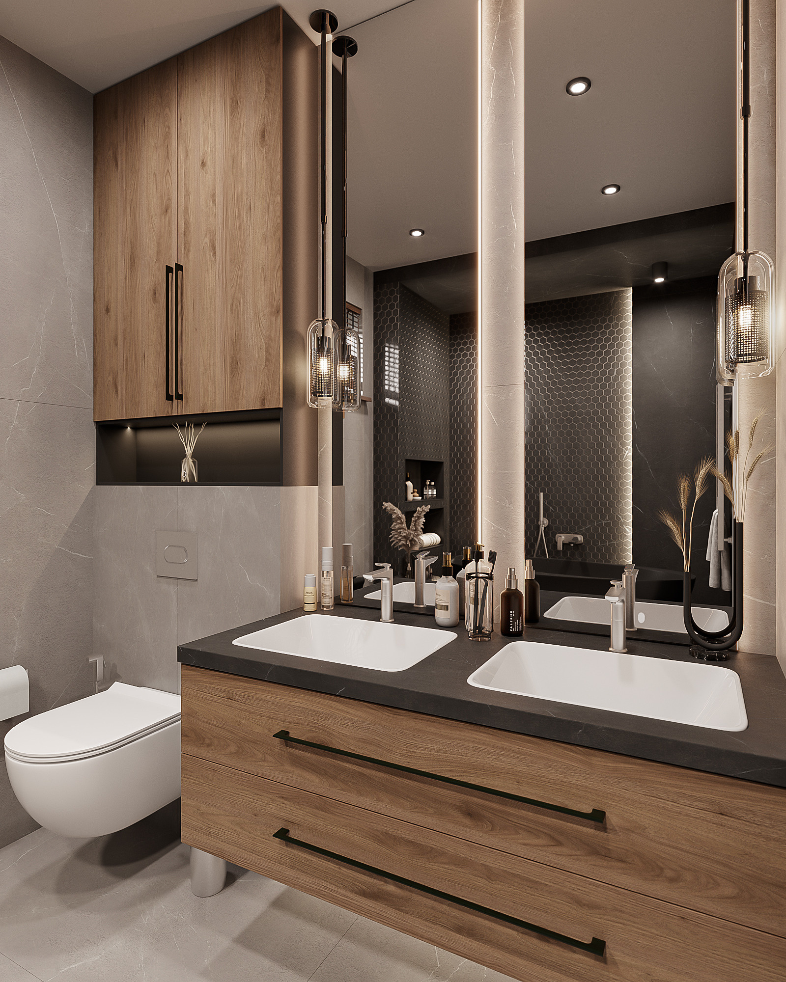 Казахстан / Ванная + СУ. 3D визуализация |Декорирование интерьера и комплектация дизайн-проекта