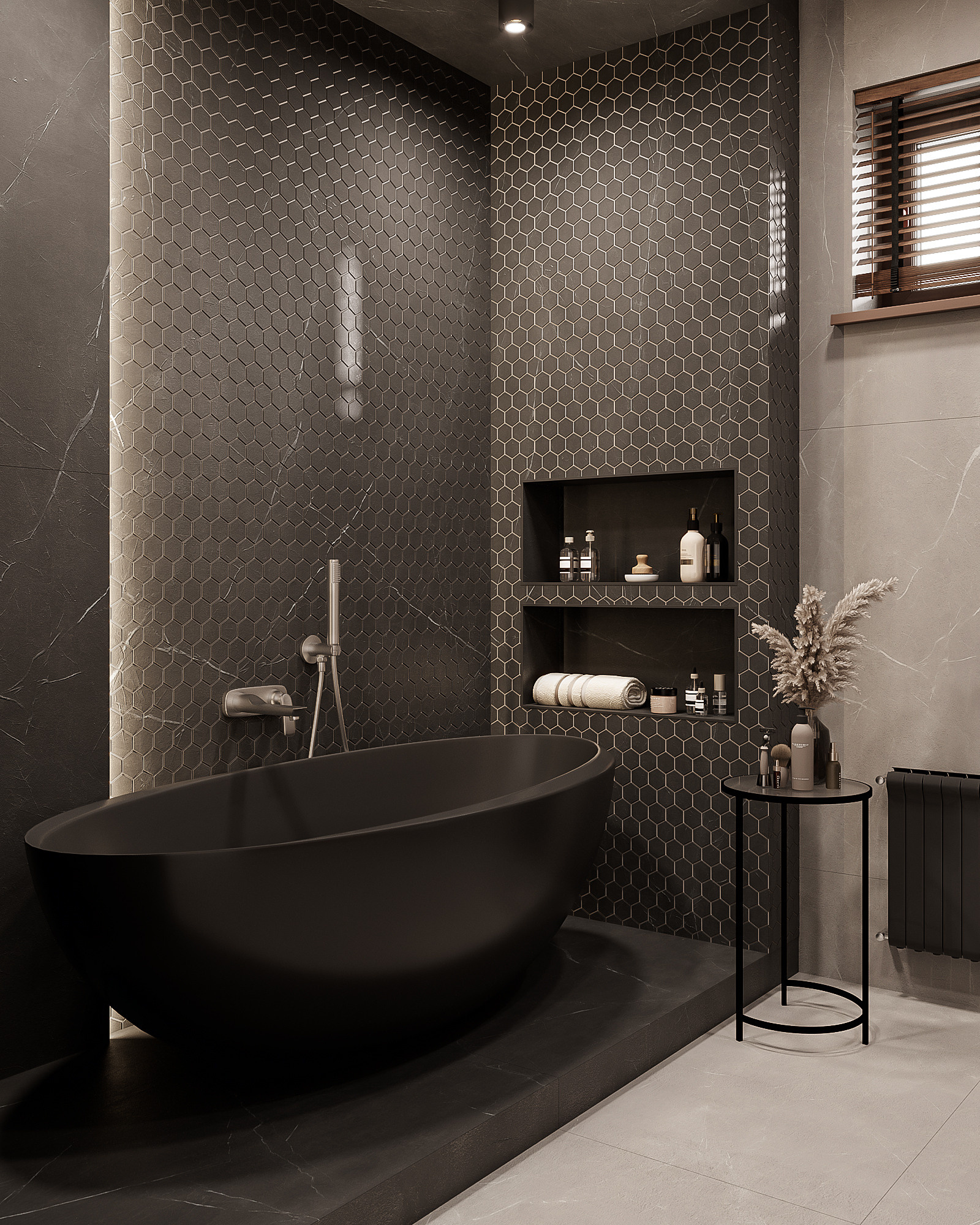 Казахстан / Ванная + СУ. 3D визуализация |Декорирование интерьера и комплектация дизайн-проекта