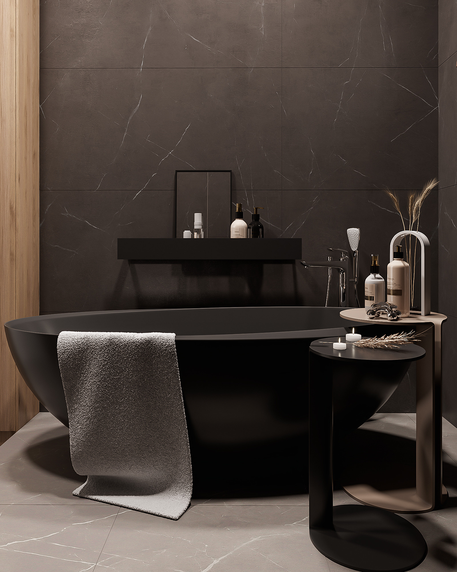 Казахстан / Ванная + СУ. 3D визуализация |Декорирование интерьера и комплектация дизайн-проекта