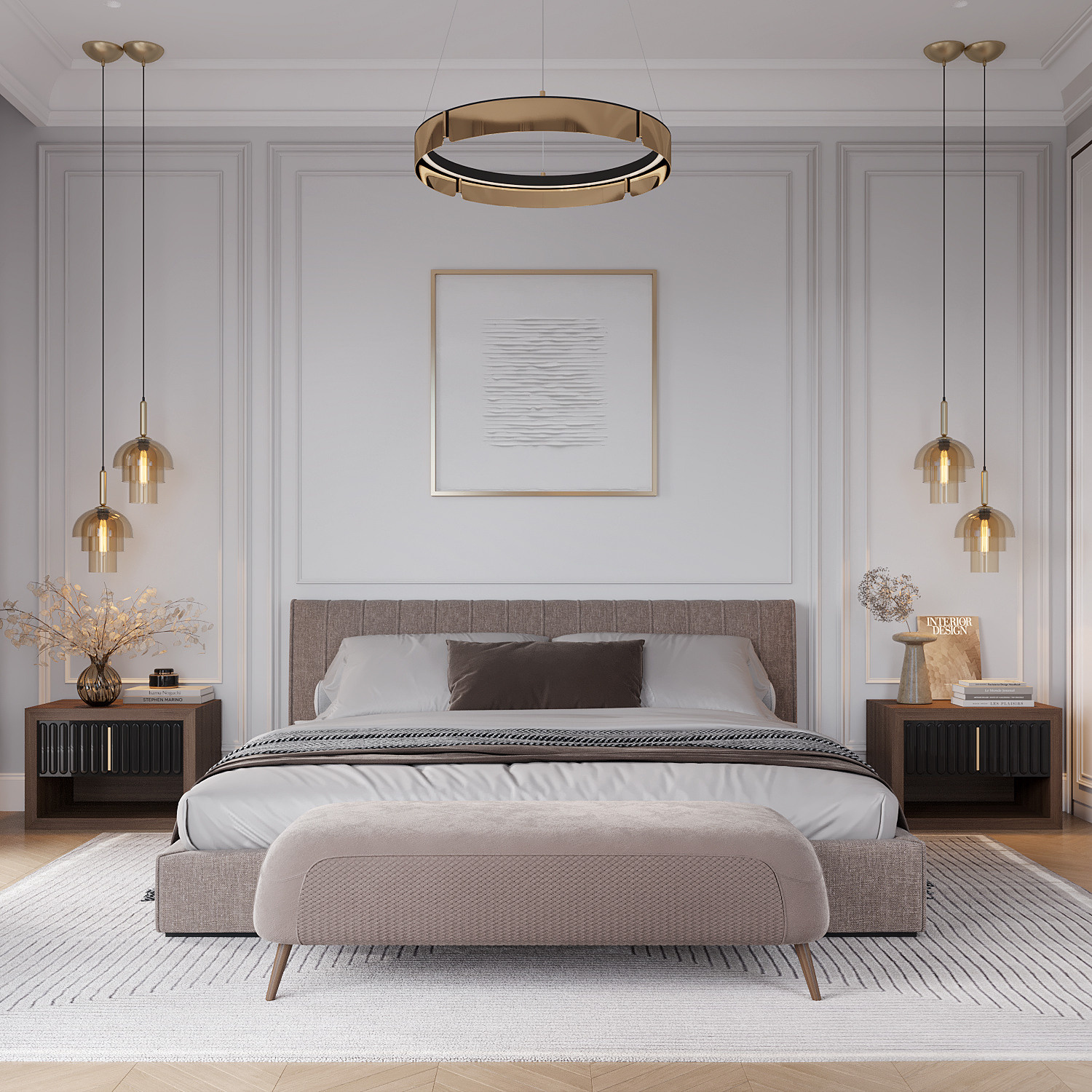 Спальня в серой гамме