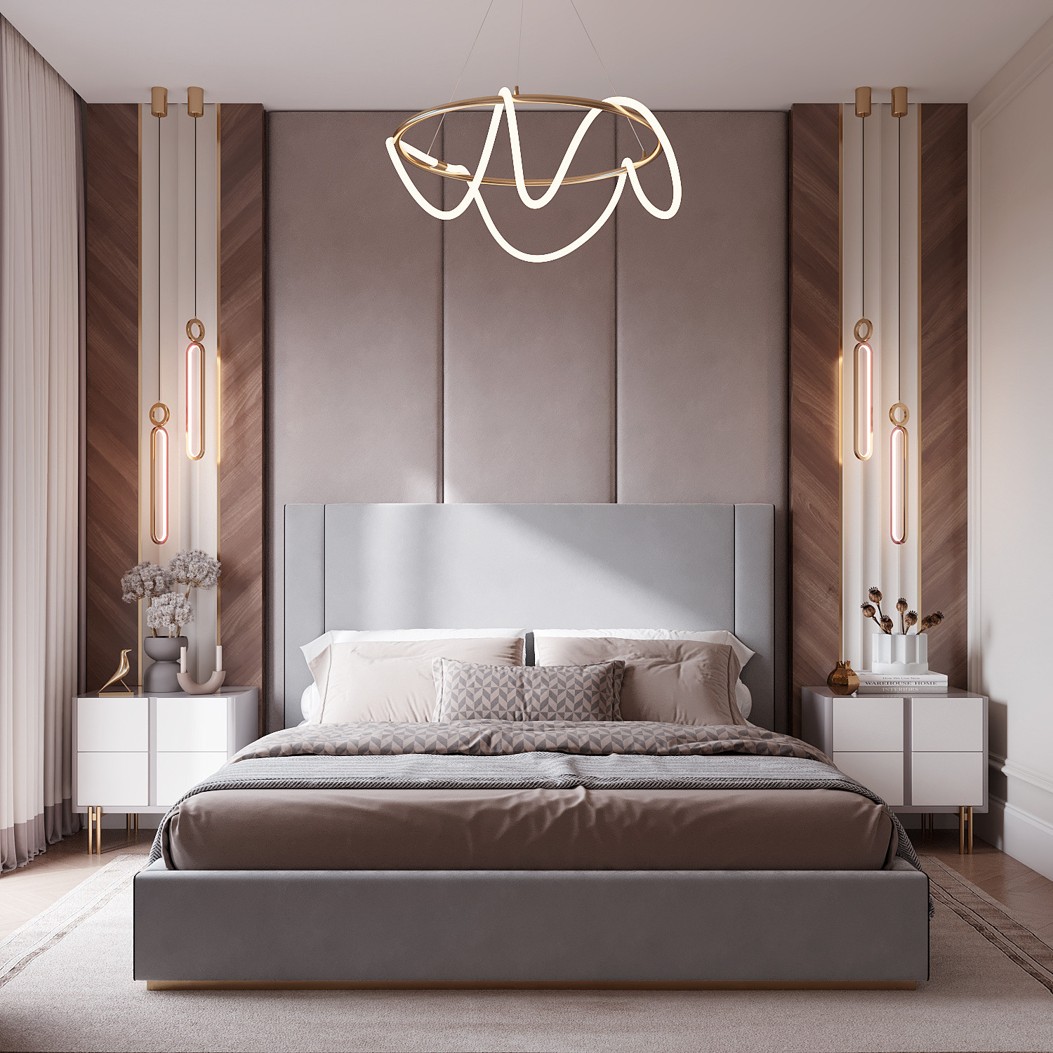 Дизайн интерьера спальни в ЖК Пресня сити