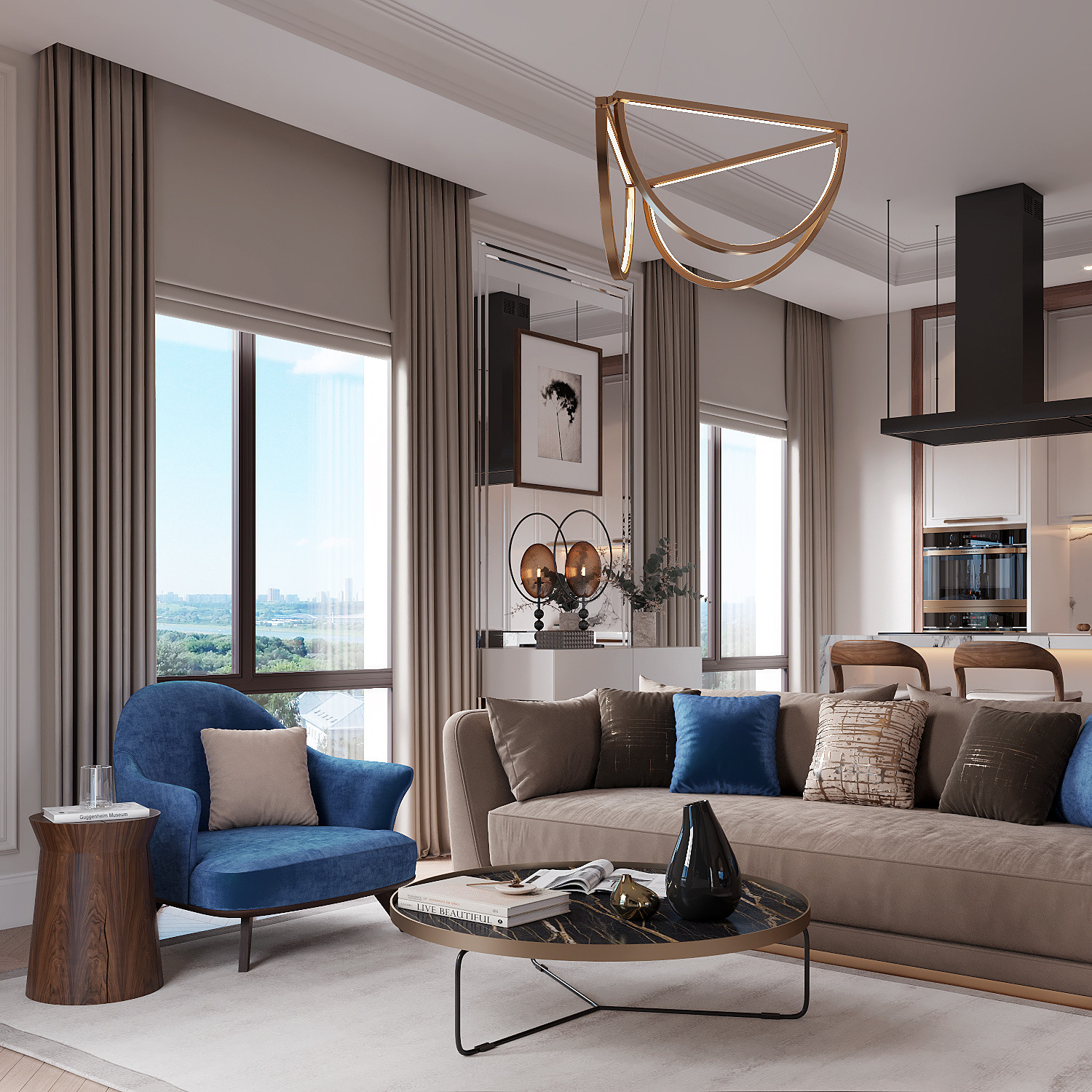 Зеркальное панно в интерьере