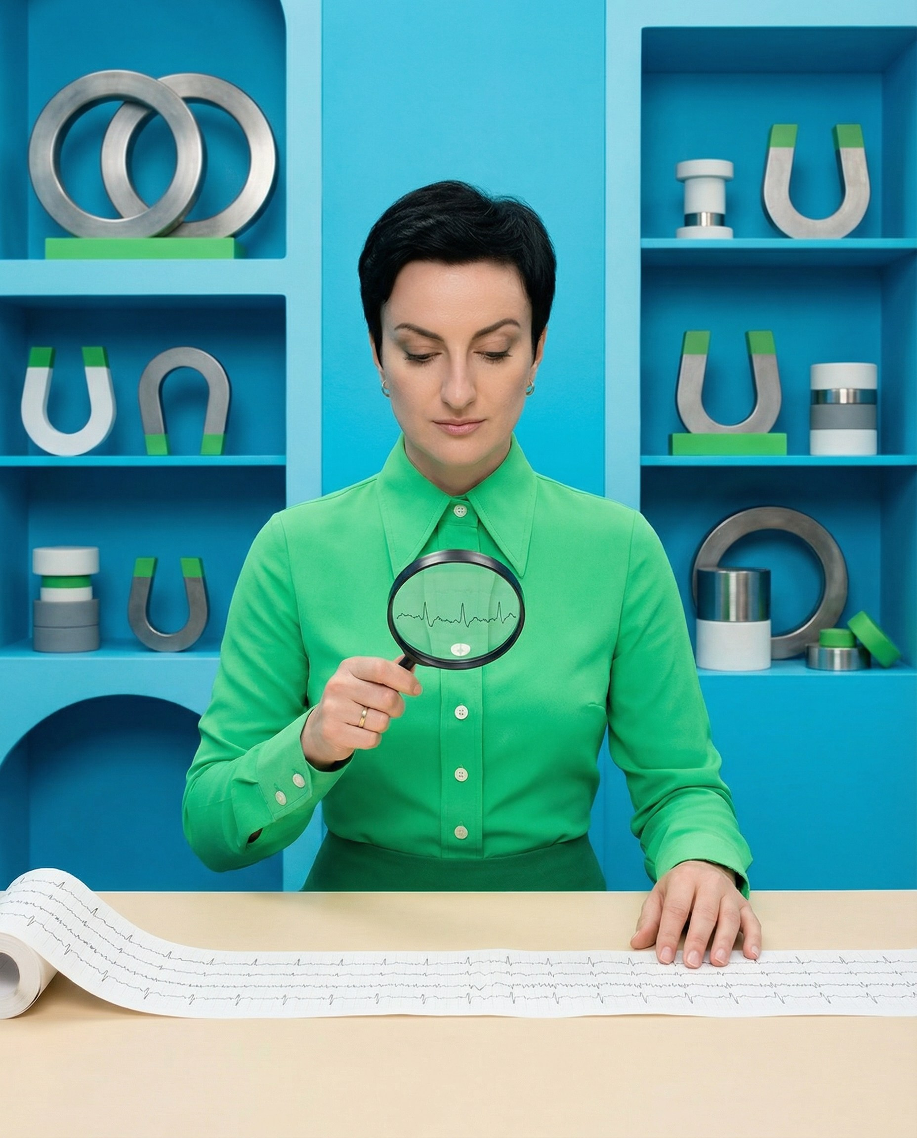 ИИ генерация врача-эксперта с лупой за столом — авторский визуал для медицинского блога и тематического контента