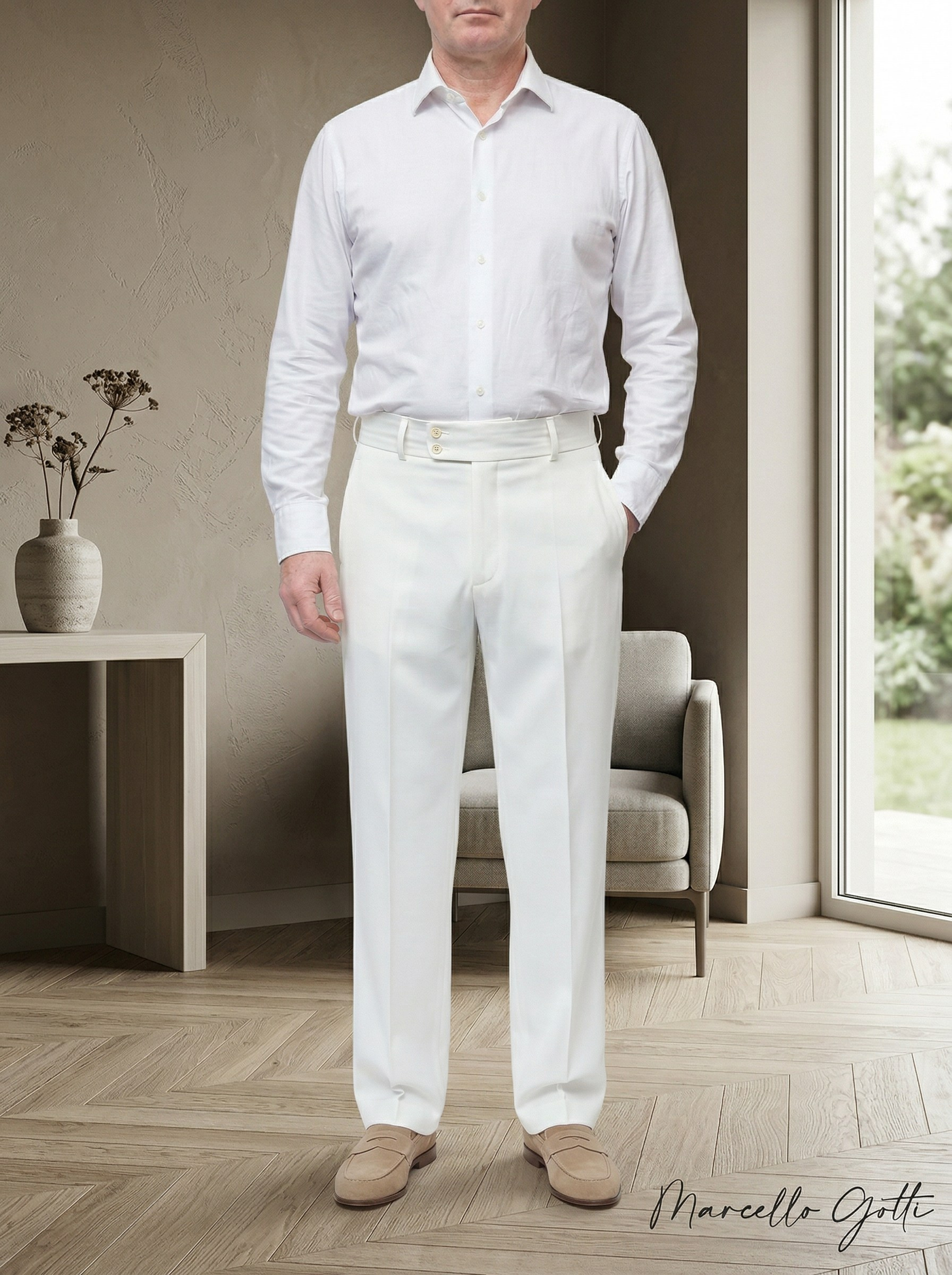 Генерация имиджевого контента для белых брюк