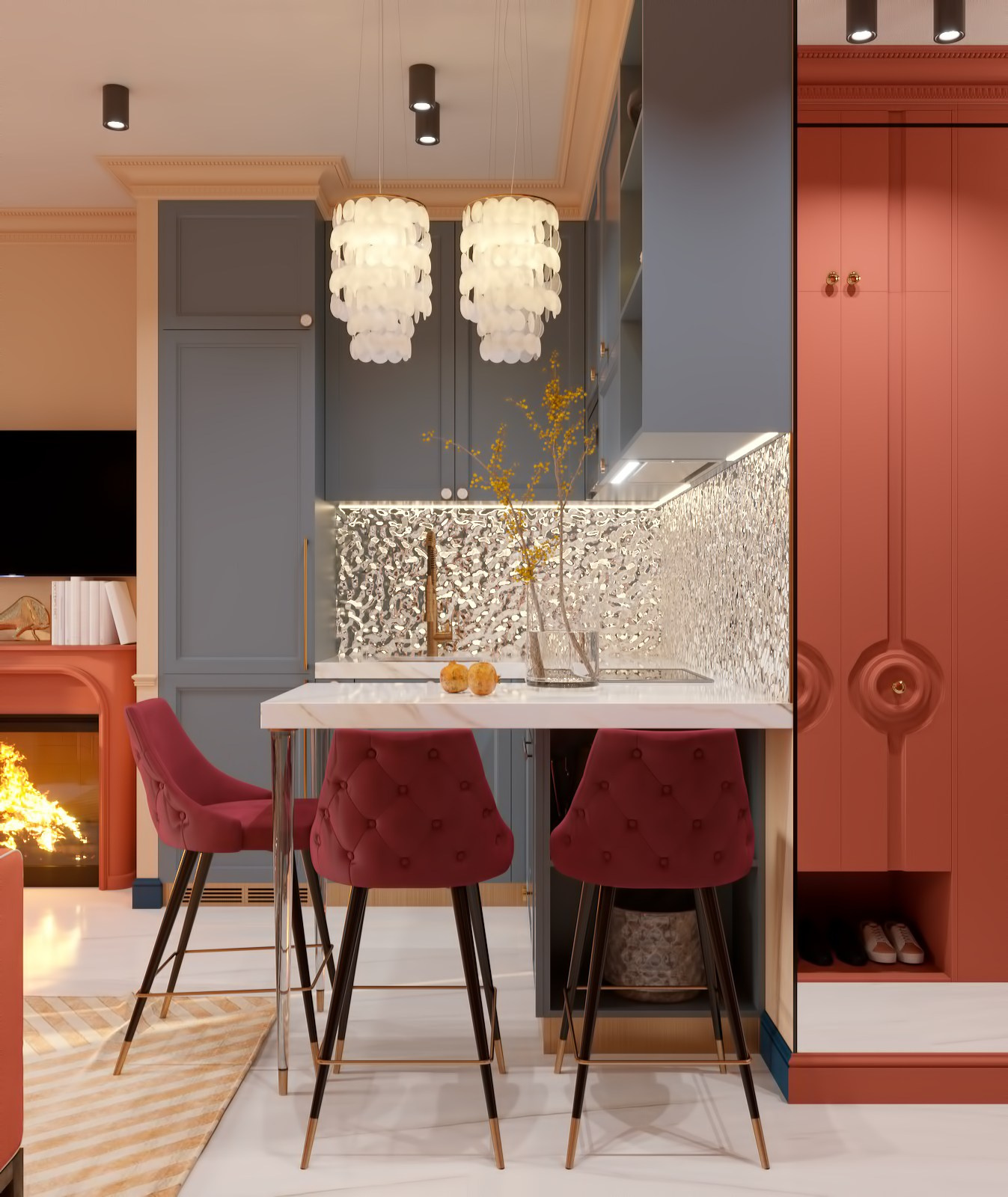 Дизайн кухни в студии