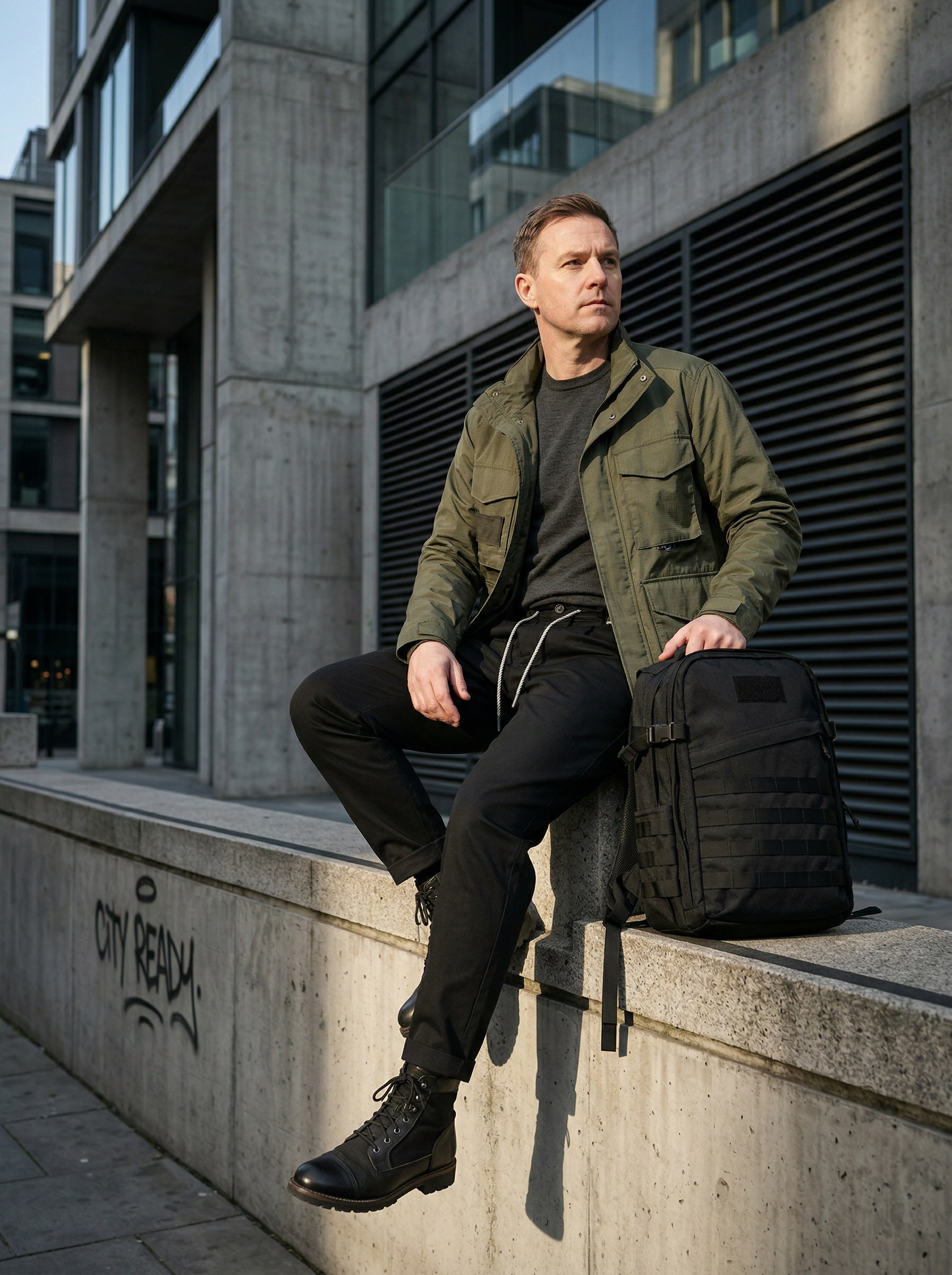 Генерация карточки товара для черных брюк на уличной локации