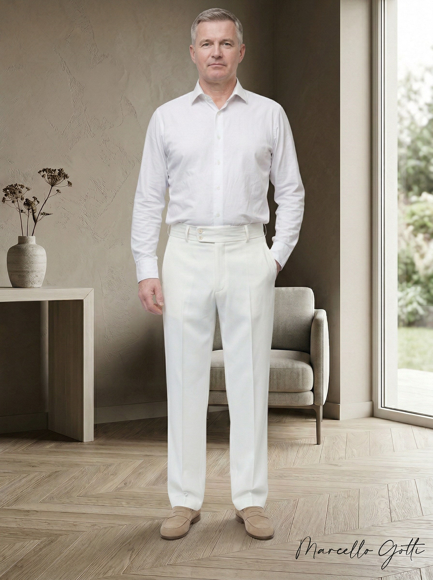 Генерация имиджевого контента для белых брюк