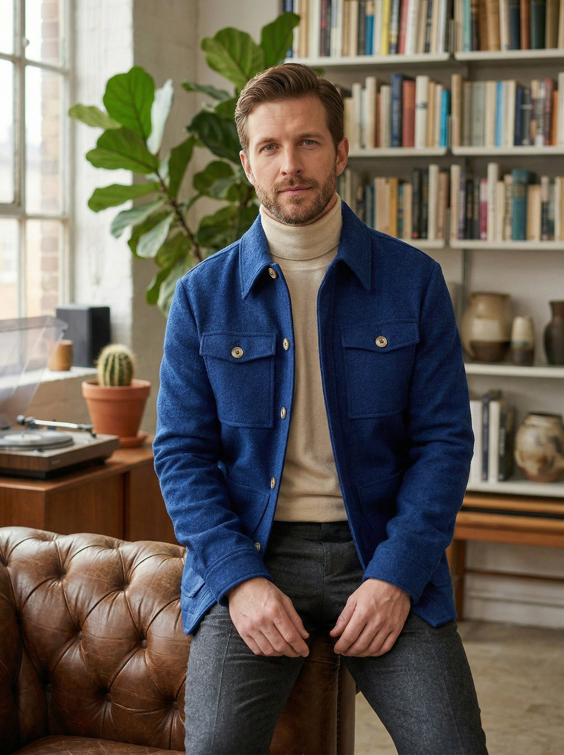 Генерация фото в интерьере для шерстяной рубашки-куртки