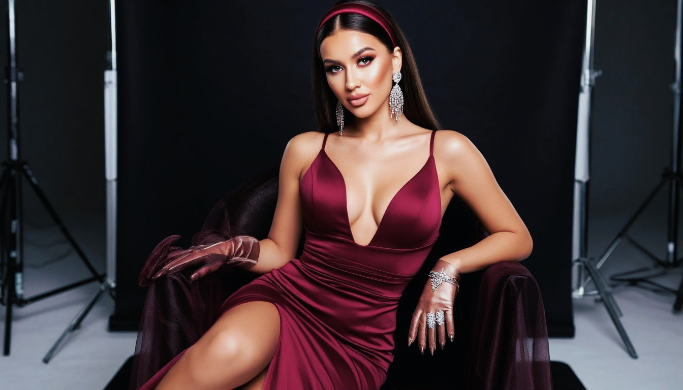 Стили фотосессий для девушек. Вамп. Красивый портрет девушки в кресле.