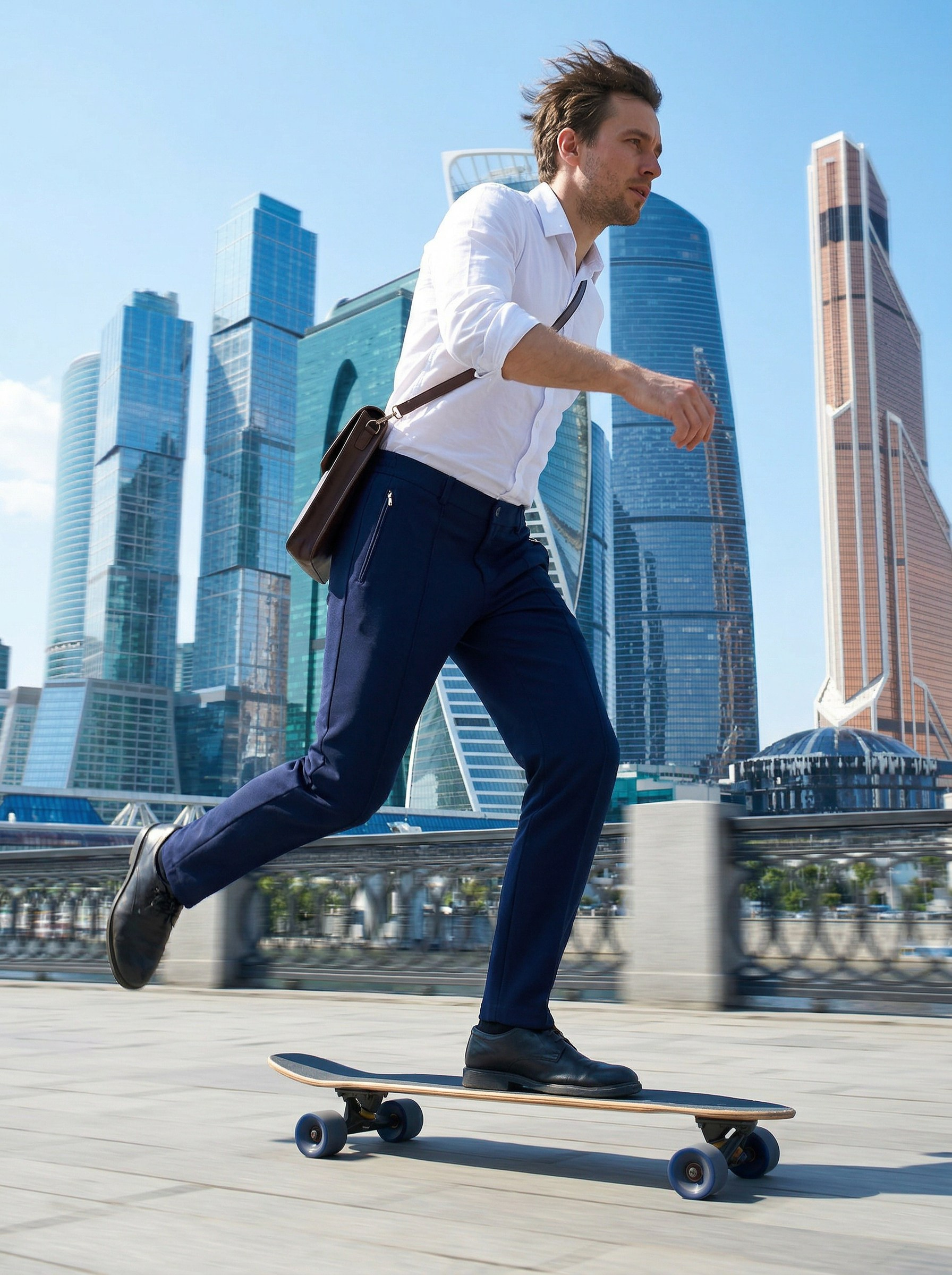 Генерация фото в интерьере для синих брюк с резинкой