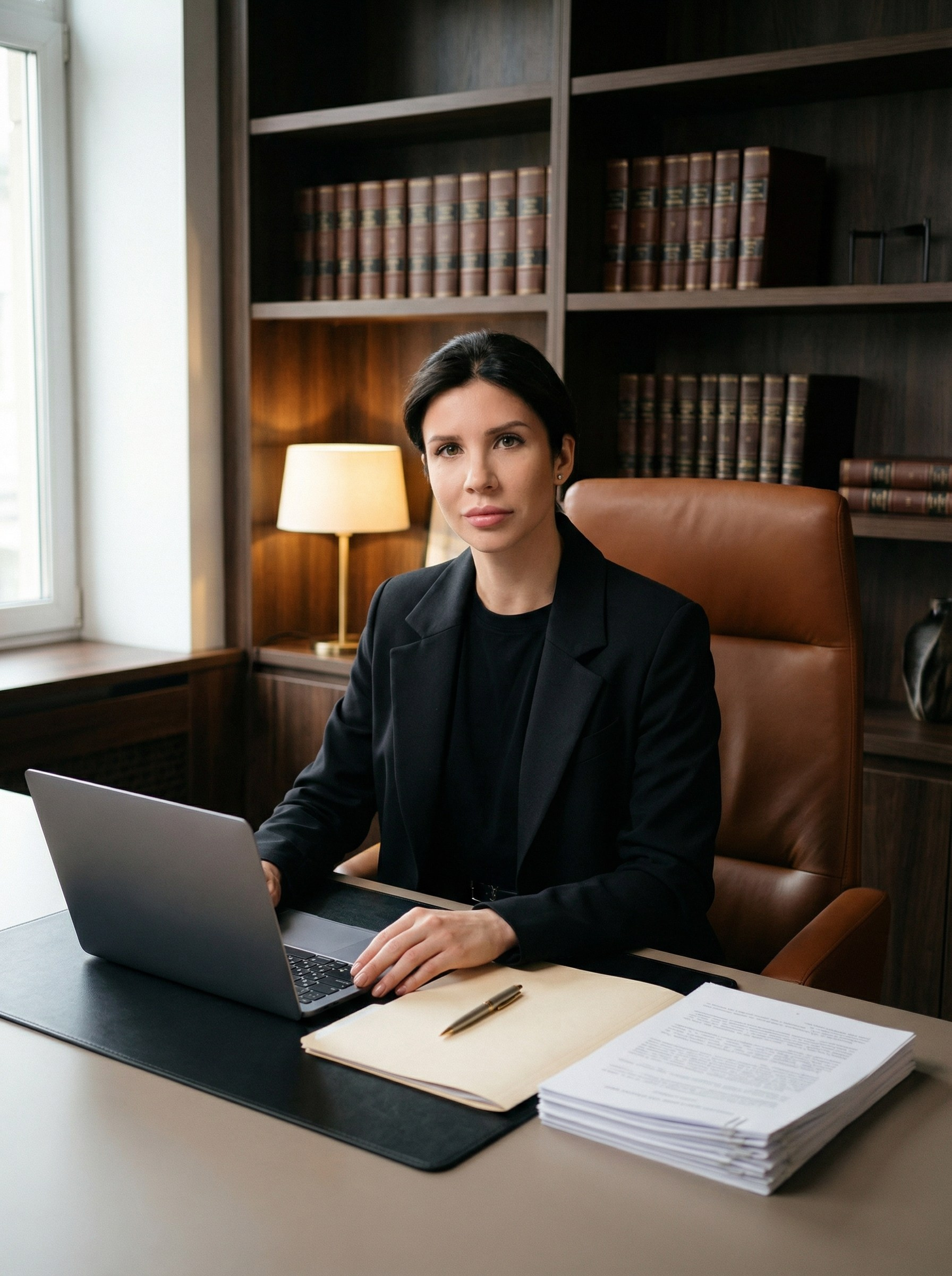 ИИ съемка для юриста в рабочем кабинете — бизнес портрет для сайта, блога и личного бренда