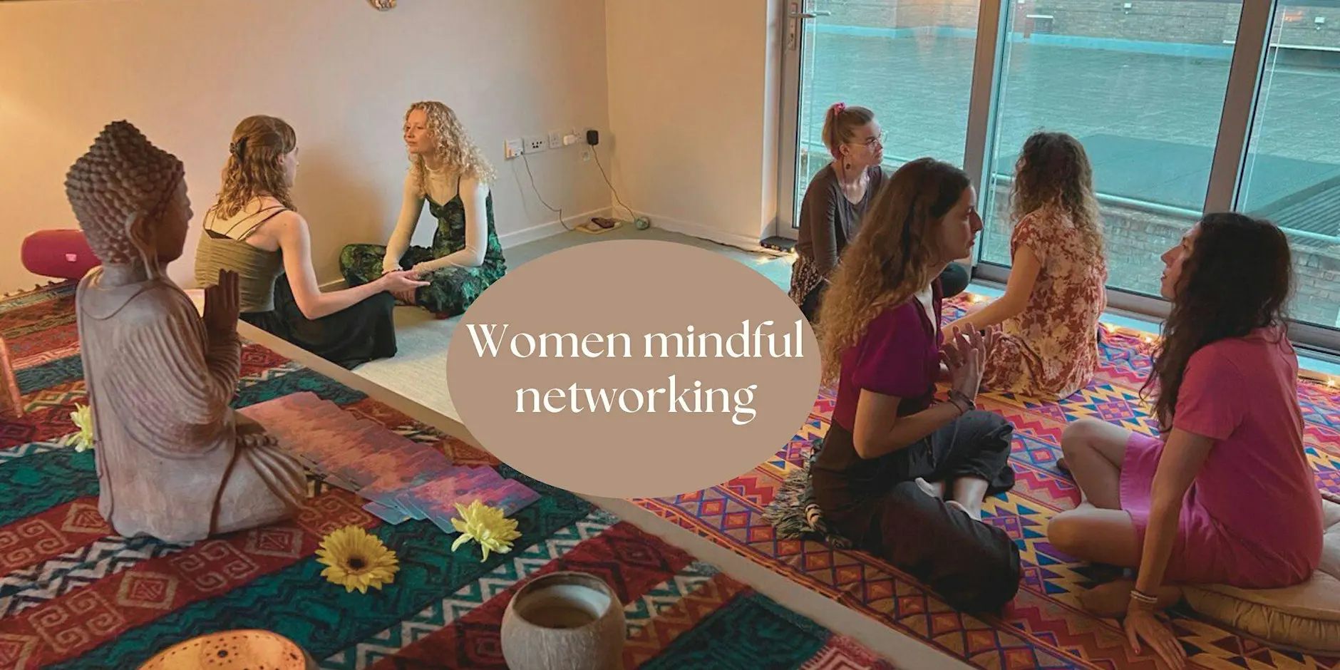 Women’s Mindful Networking event artwork showing women connecting in pairs