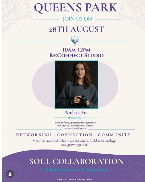 Soul Collaboration event poster featuring Anasta Fo at Re:Connect Studio