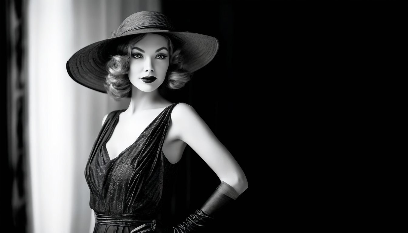 Стили фотосессий для девушек. Винтаж. Потрет девушки чб.