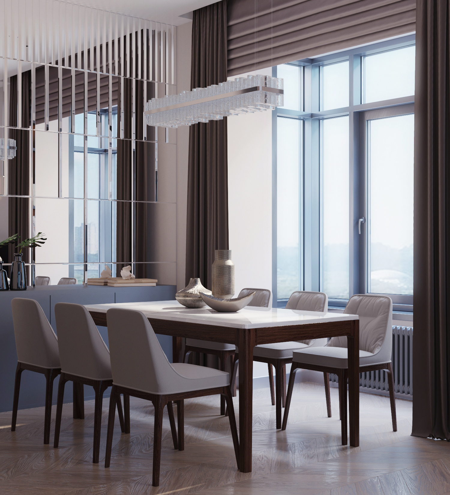 Зеркально панно в интерьере