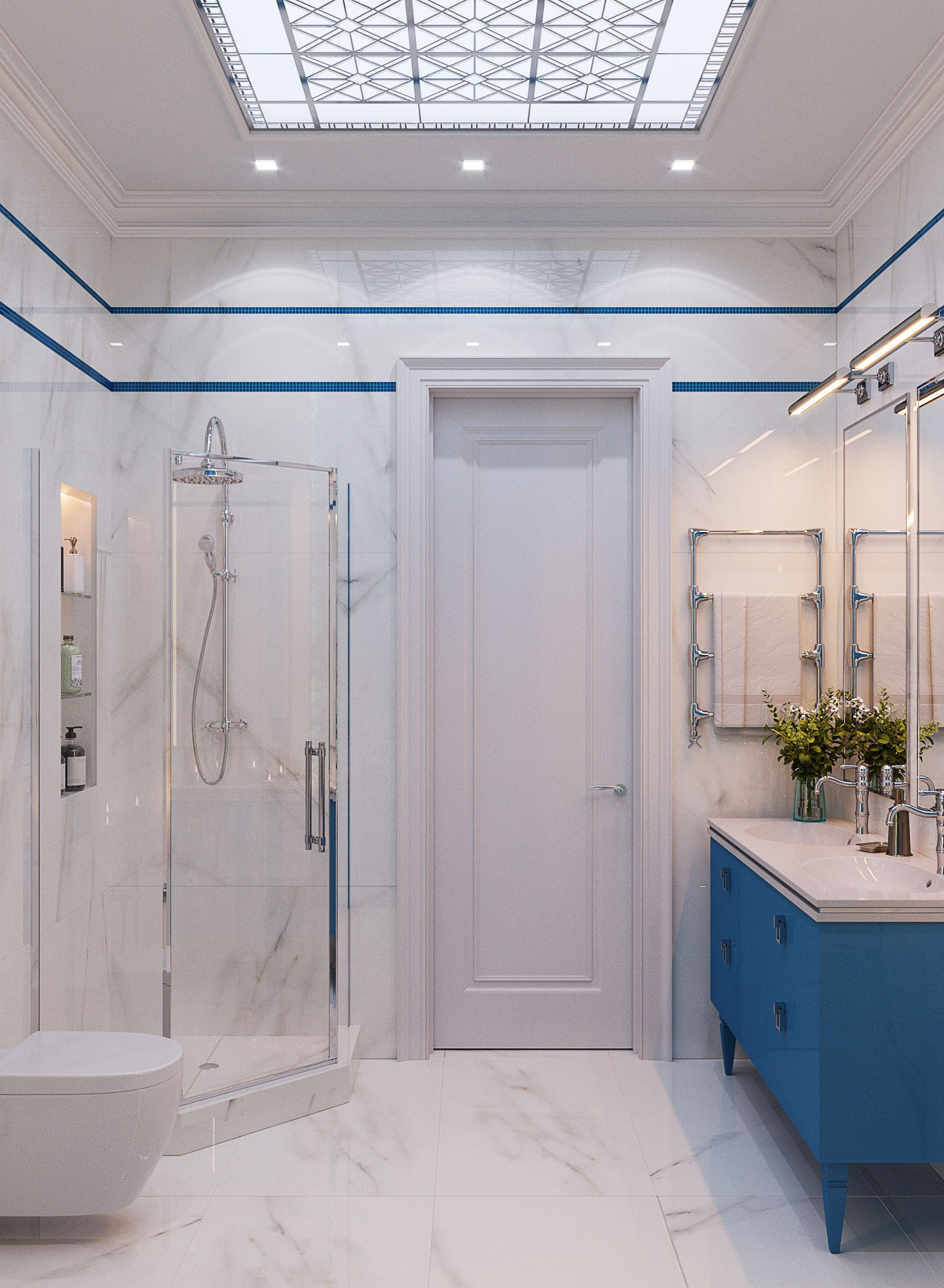 Одноцветный витраж в интерьере