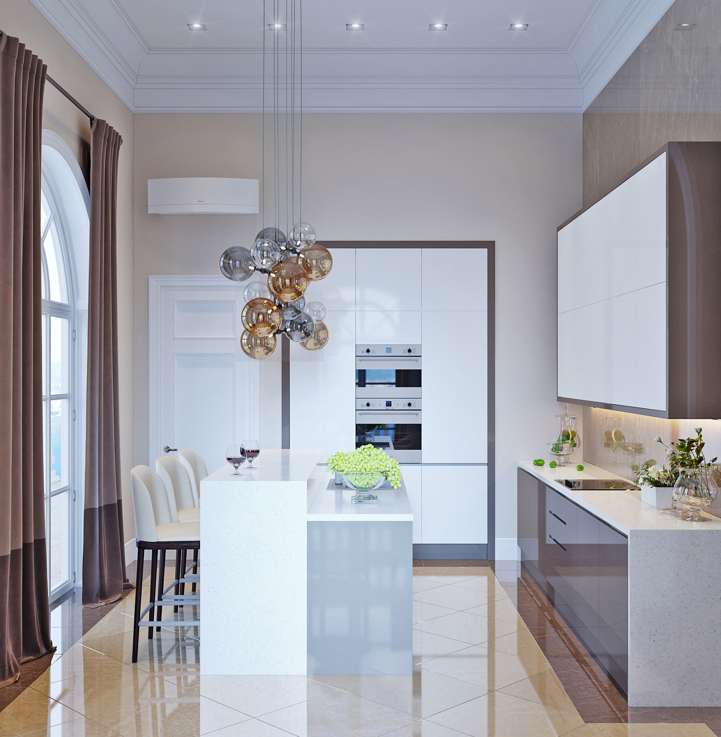 Современная кухня в загородном доме