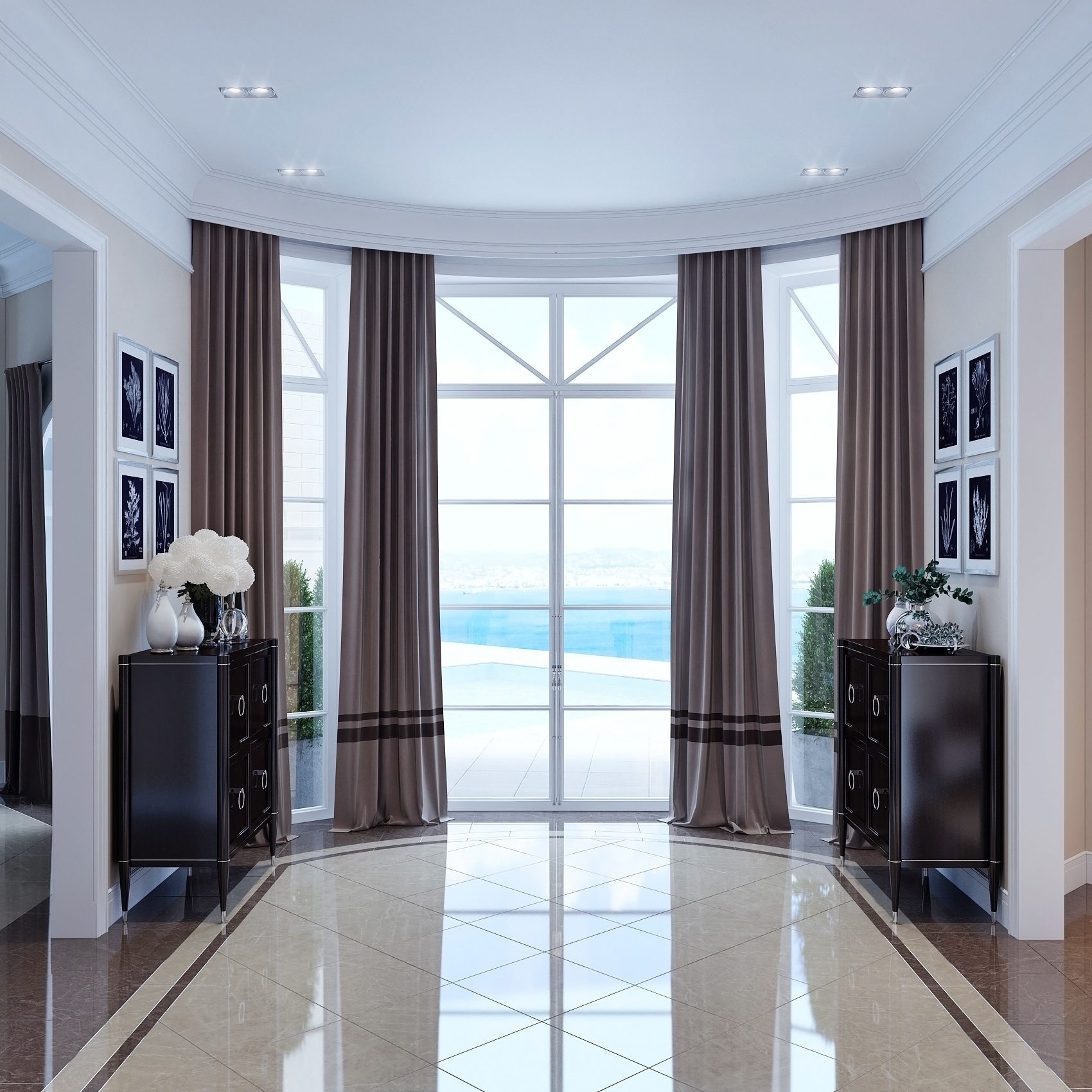 Холл с видом на море