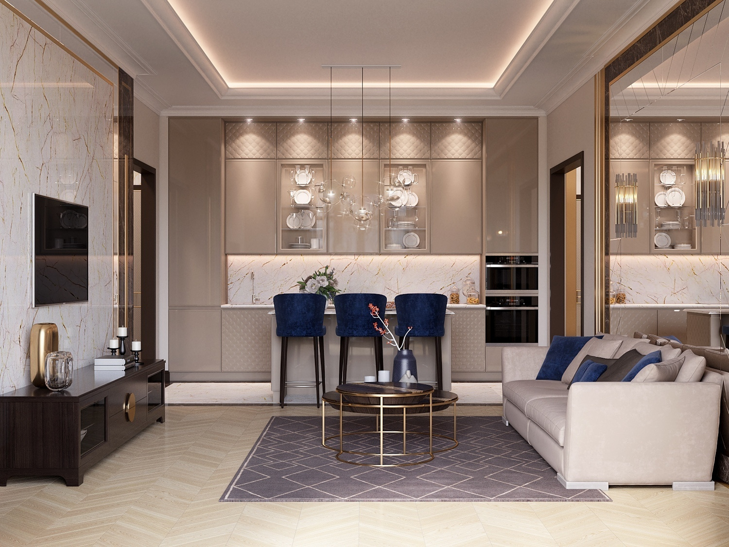 дизайн кухни-гостиной