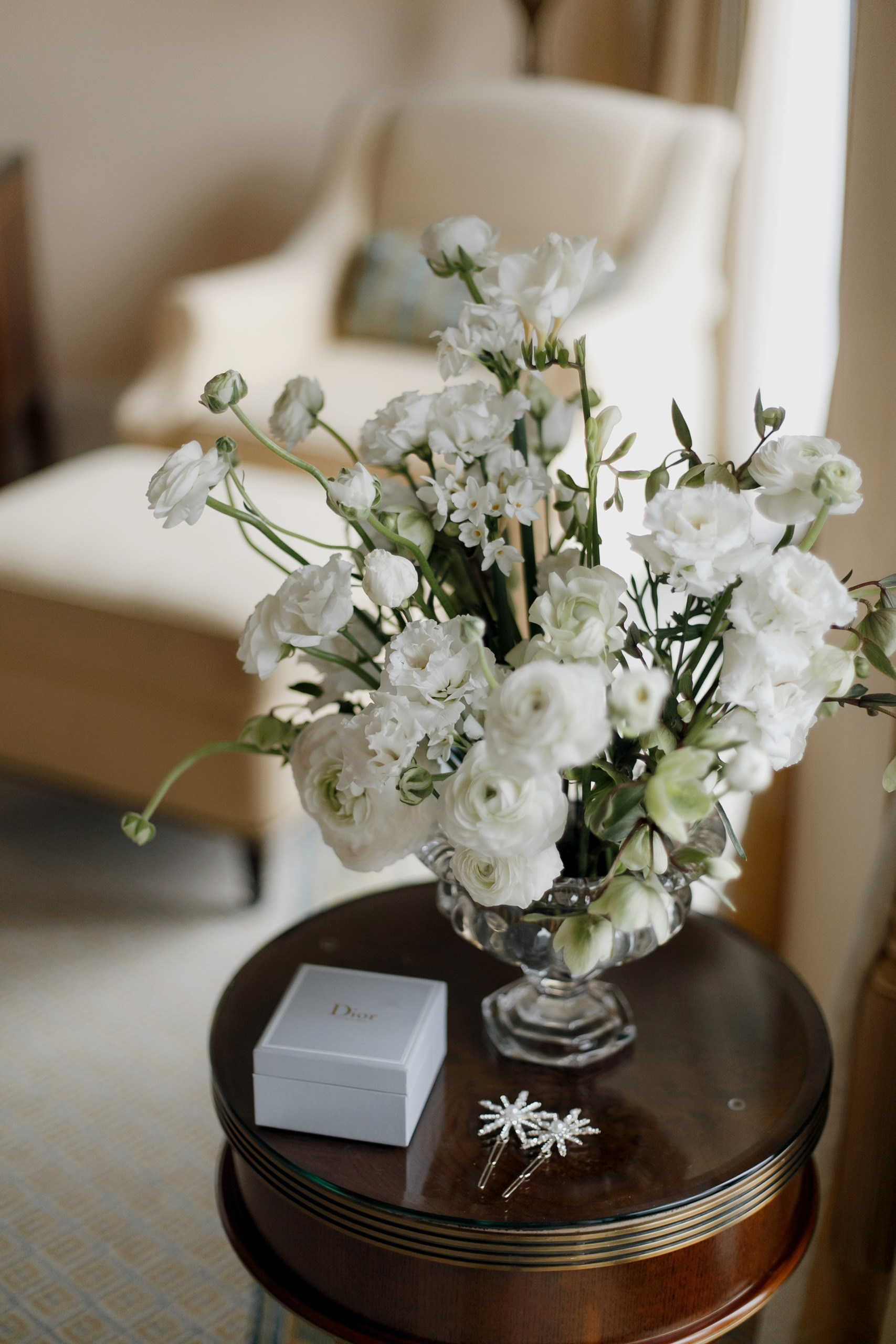 Оформление цветами утра невесты в отеле Four Seasons