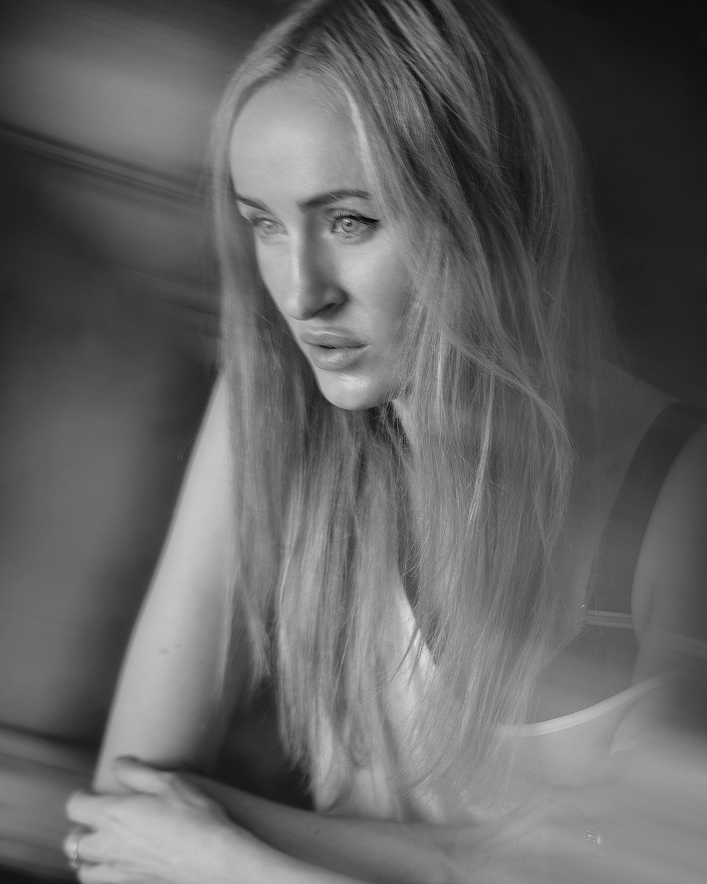 черно-белый портрет, фотосессия в студии