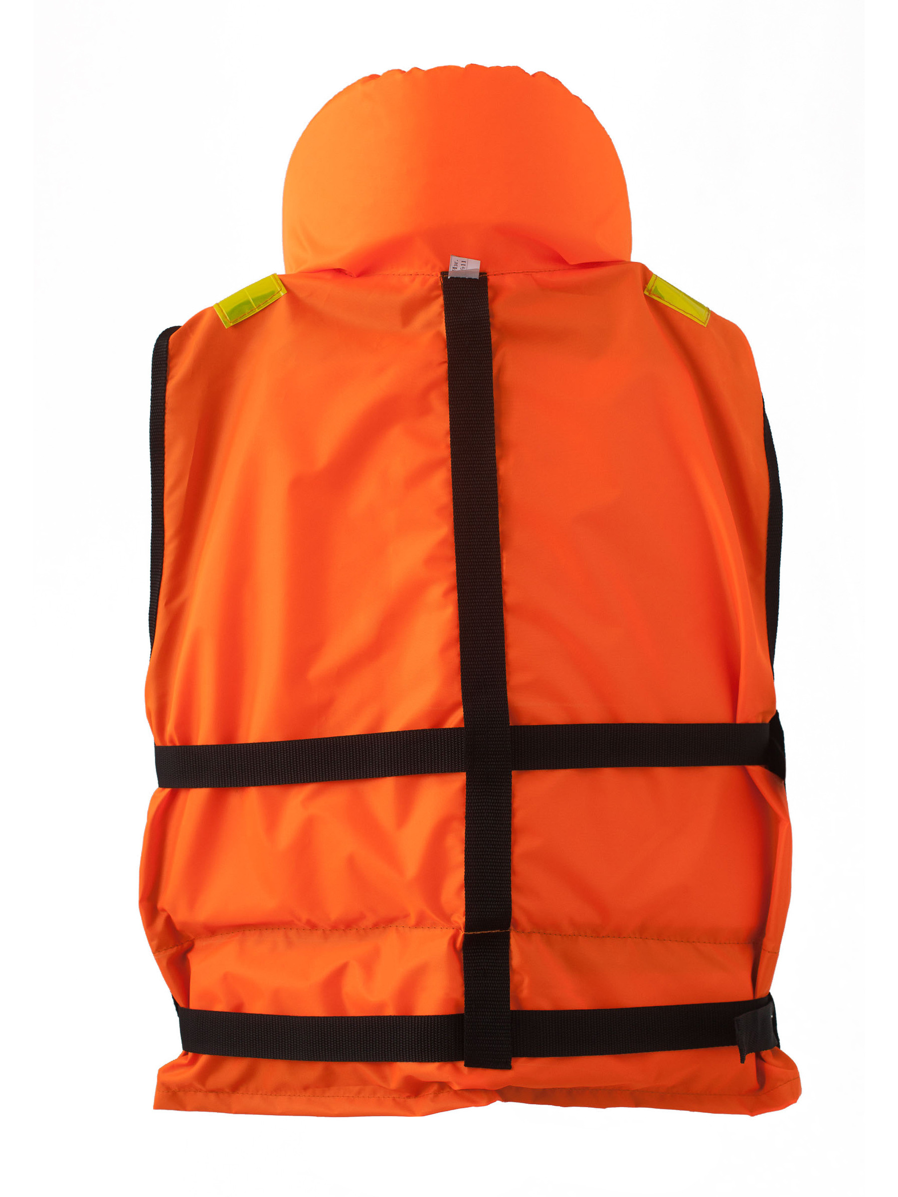 Оранжевый спасательный жилет со спины