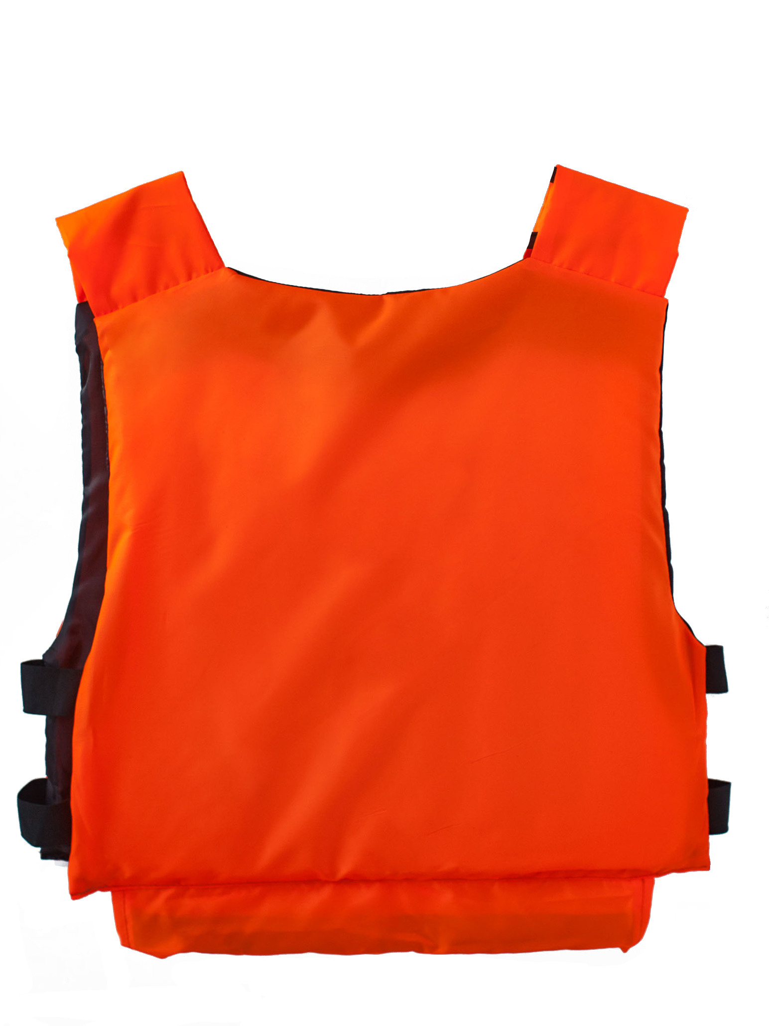 Оранжевый спасательный жилет со спины