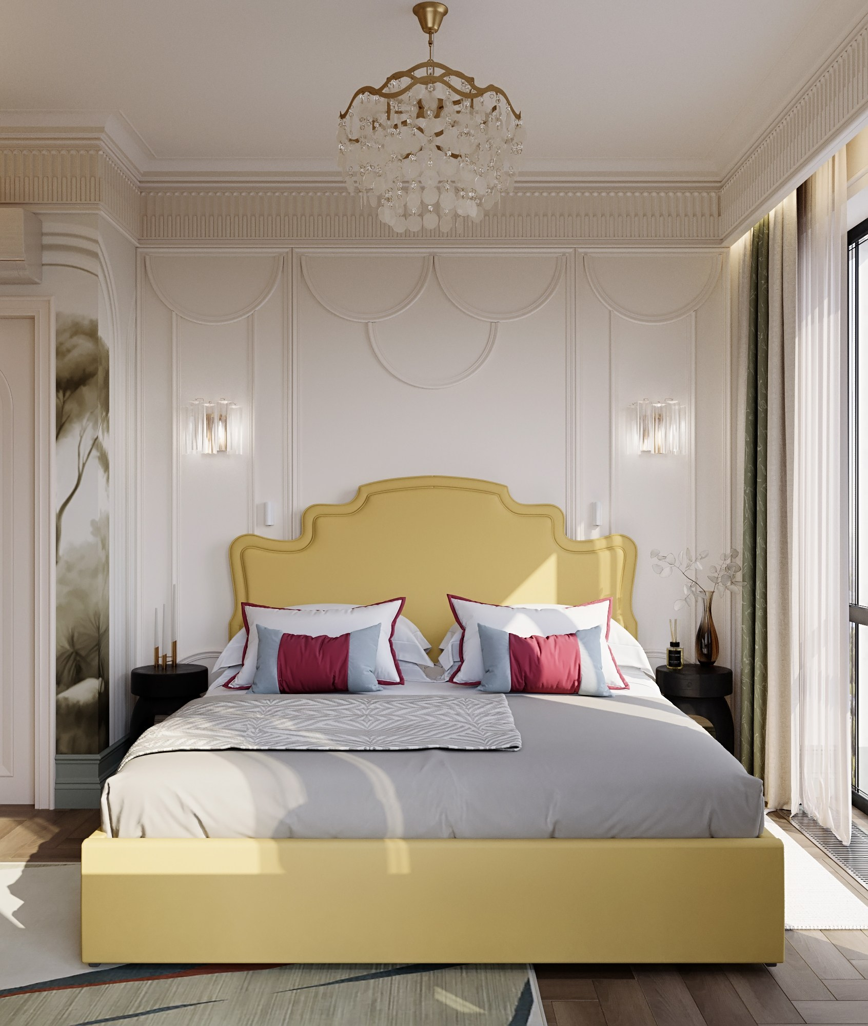 Интерьер спальни в светлых цветах