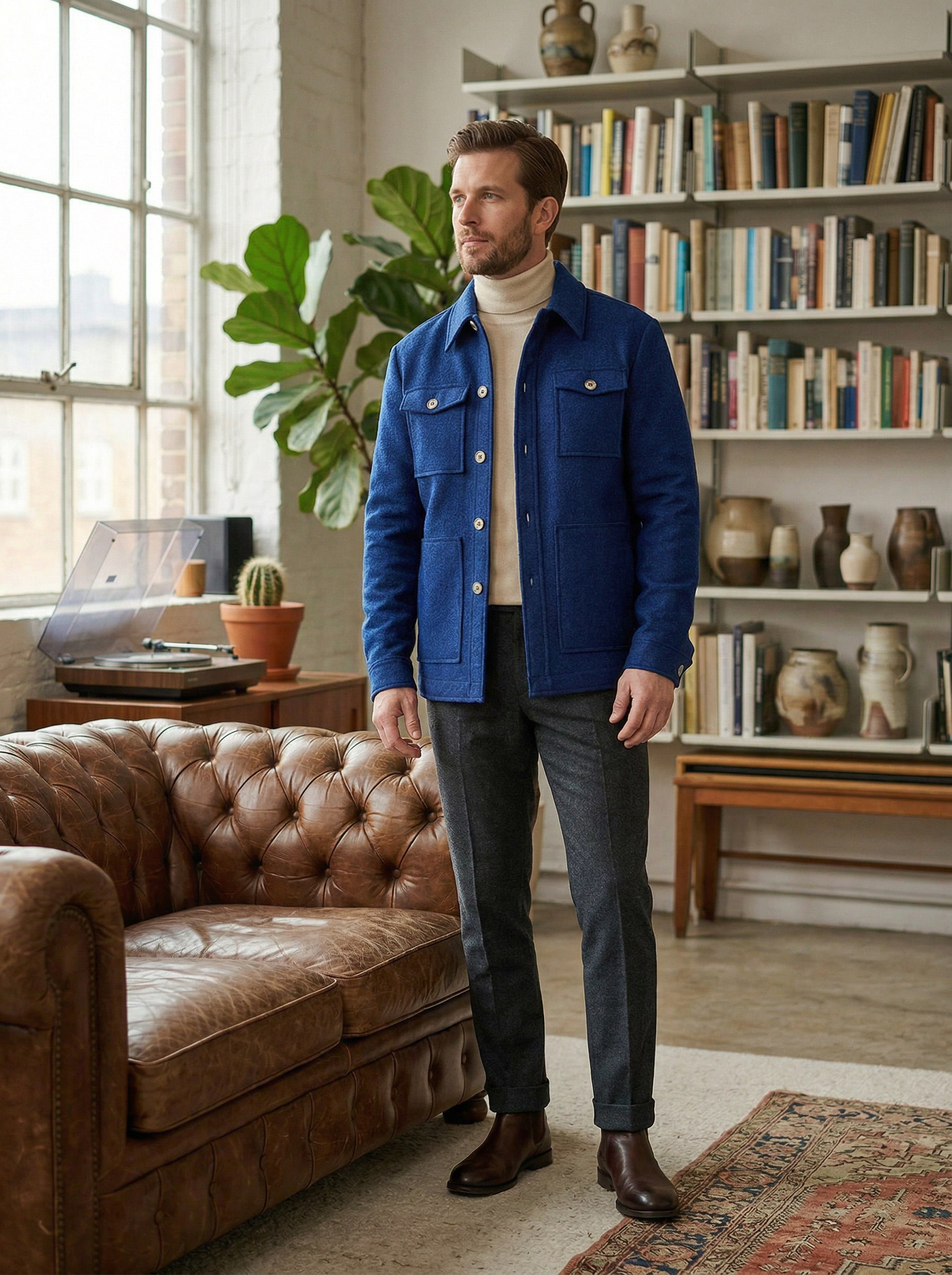 Генерация фото в интерьере для шерстяной рубашки-куртки