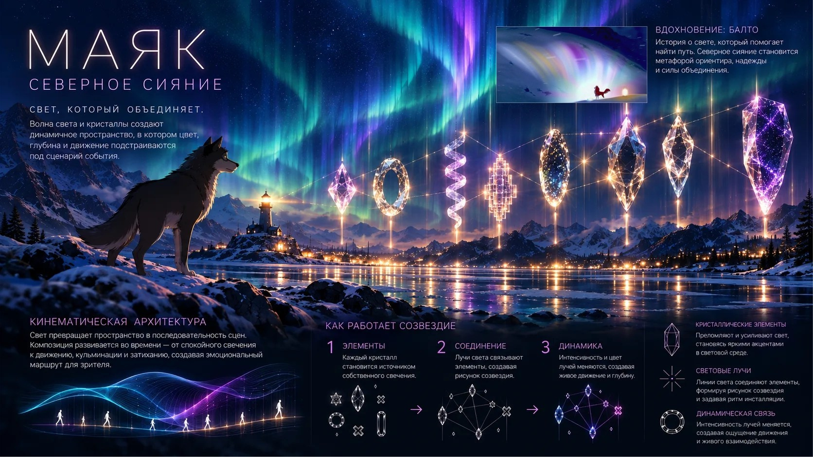 Световая инсталяция. «МАЯК. Созвездие ценностей». SPace F/A