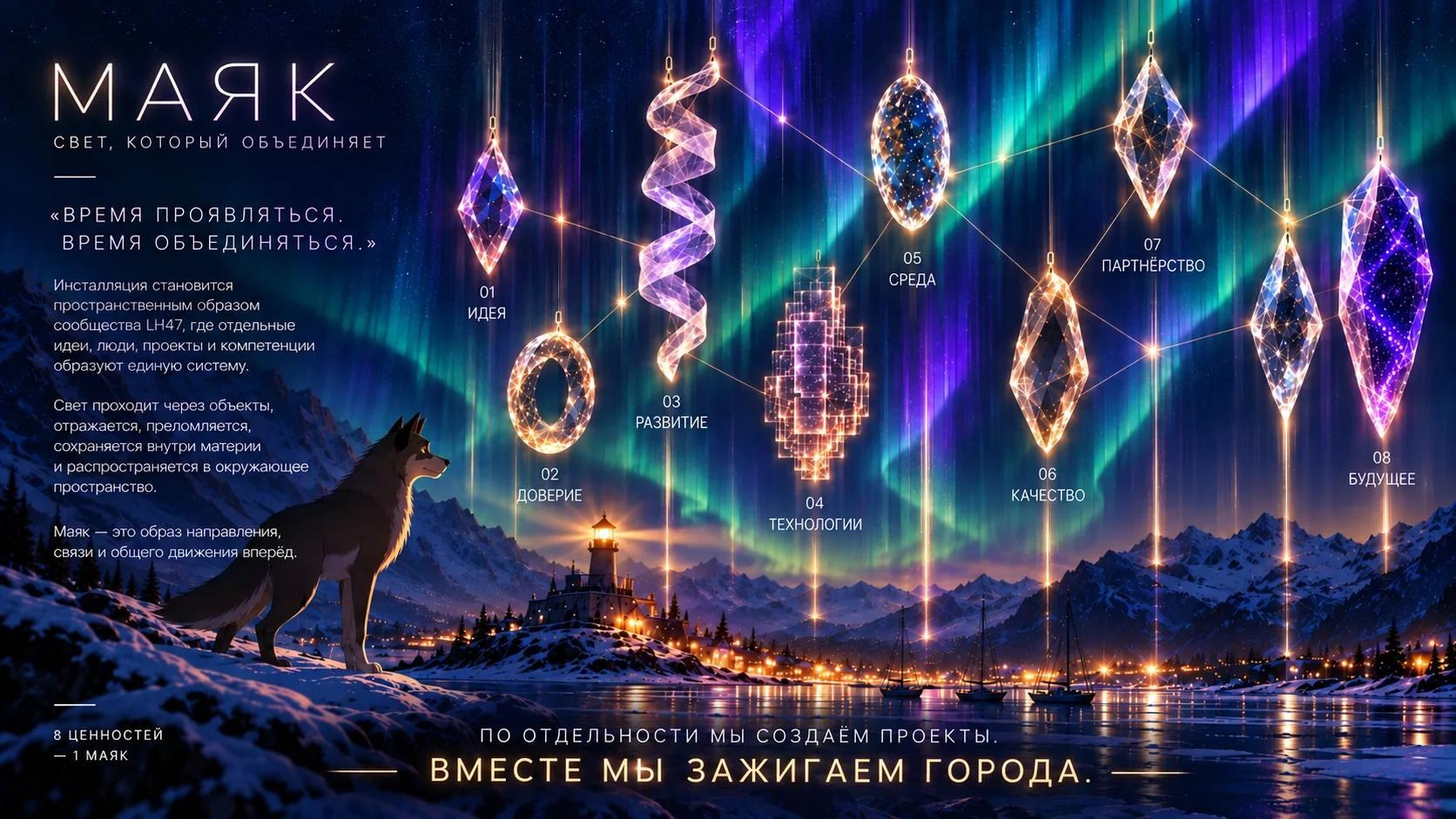 Световая инсталяция. «МАЯК. Созвездие ценностей». SPace F/A