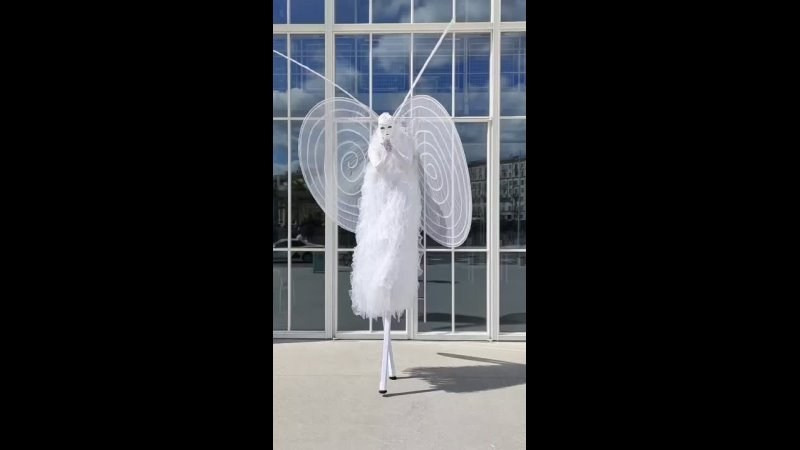 Персонаж белая Бабочка. Мимы и Ходулисты на встречу гостей. Москва