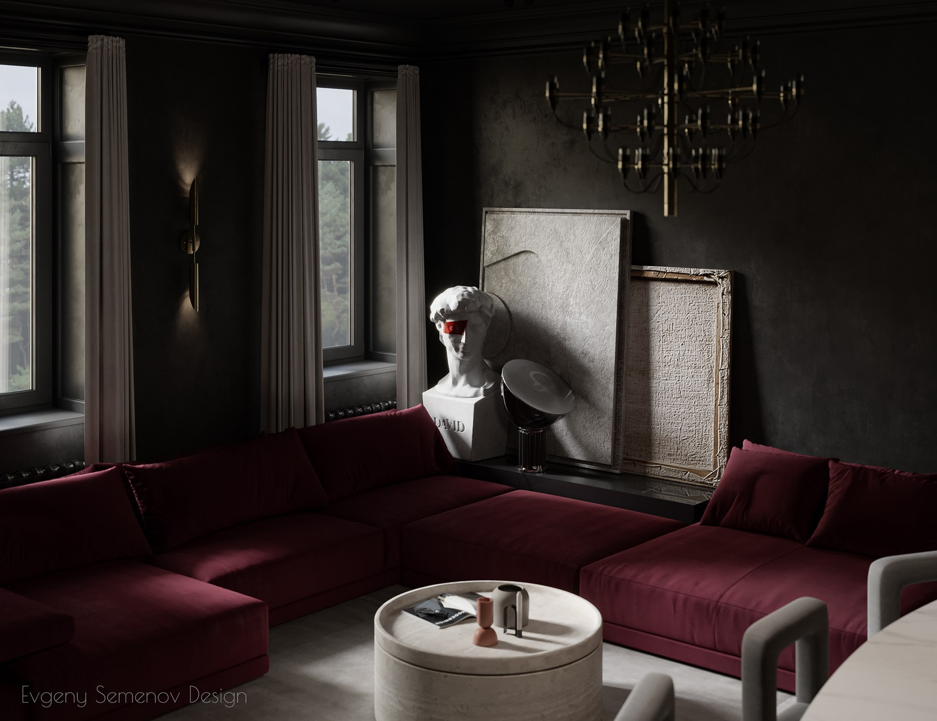 Кухня-гостиная. 3D визуализация интерьера и архитектурной среды