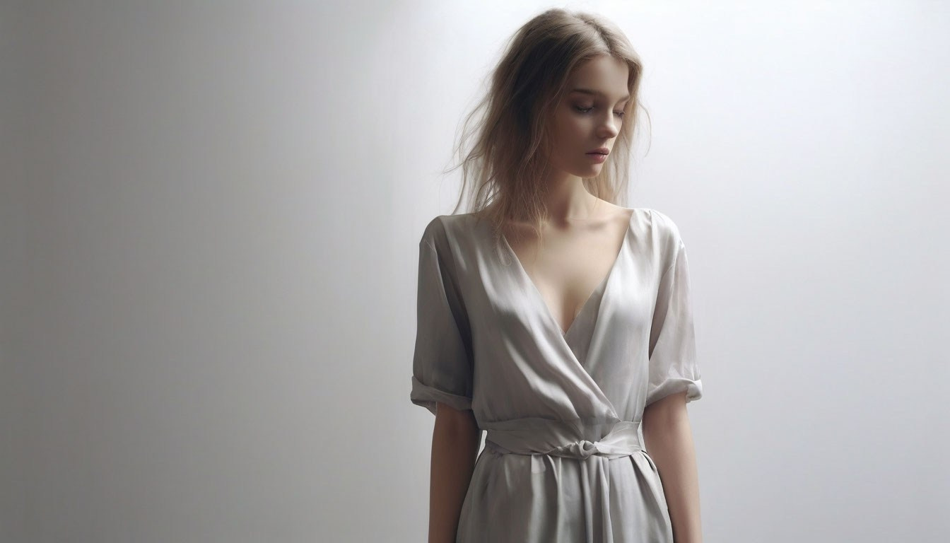 Стили фотосессий для девушек. Романтический роман. Потрет красивой рассеянной девушки.