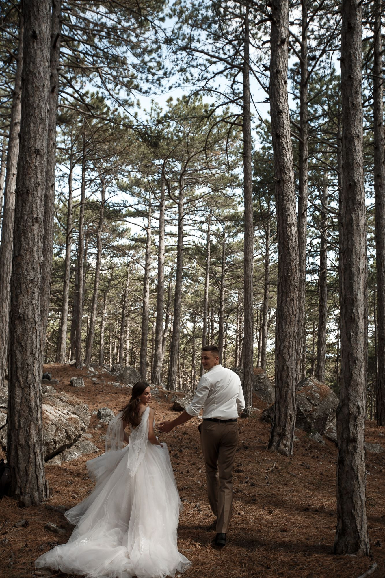 Свадебная прогулка в лесу