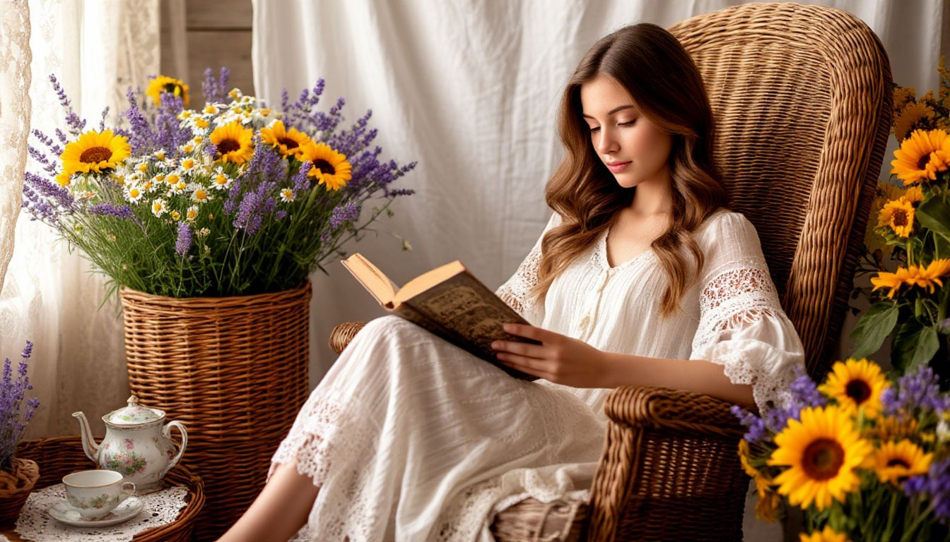 Стили фотосессий для девушек. Прованс. Потрет читающей девушки.