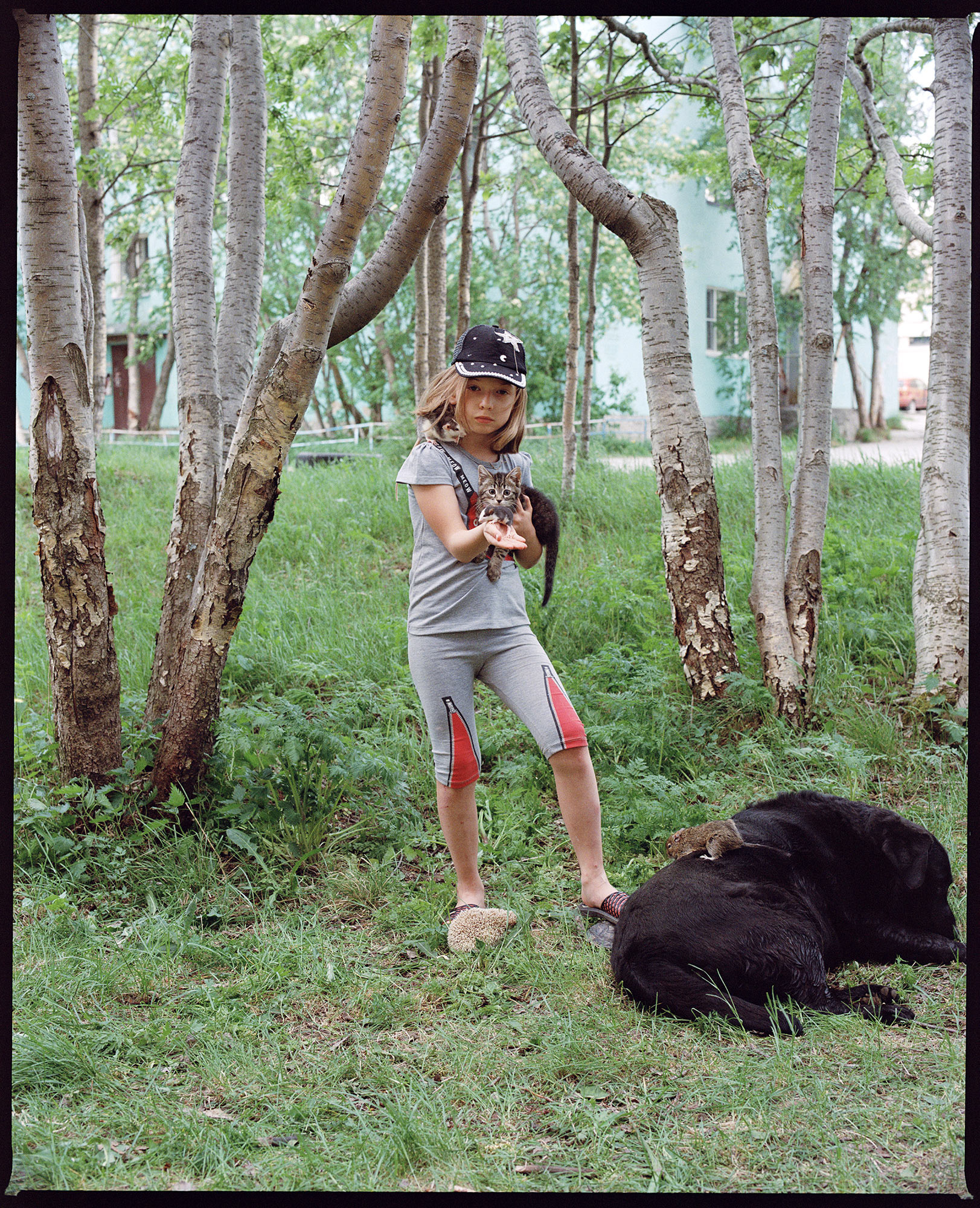 Portrait of Anna with her pets. Murmashi. Murmansk.