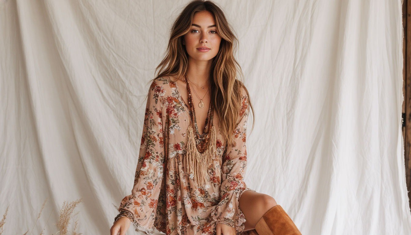 Стили фотосессий для девушек. Бохо. Красивая девушка. Потрет.